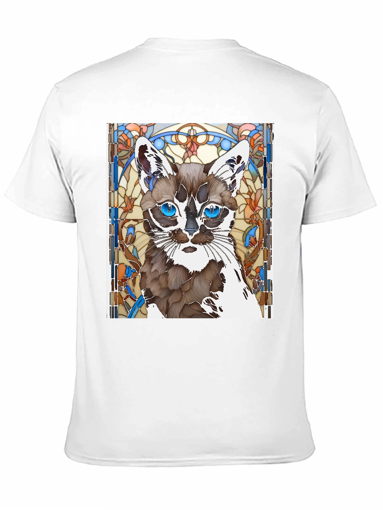 Cat Stained Glass Art T-Shirt - Unique Design