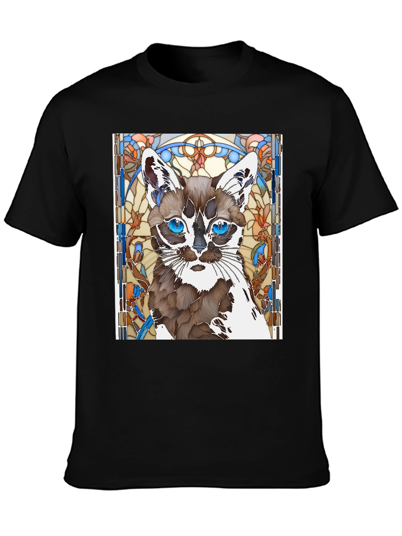 Cat Stained Glass Art T-Shirt - Unique Design