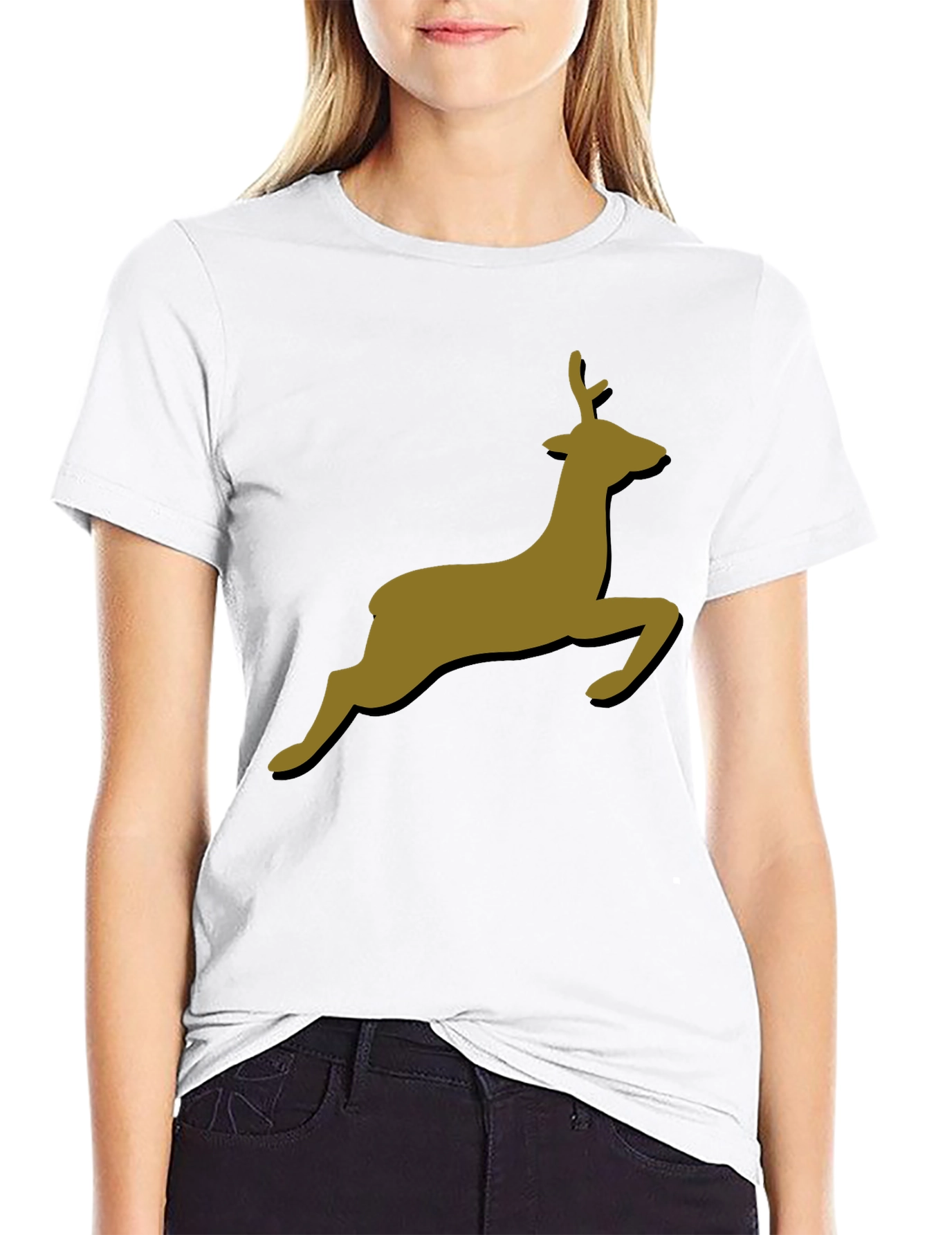 Leaping Deer Graphic T-Shirt - Stylish Black Tee