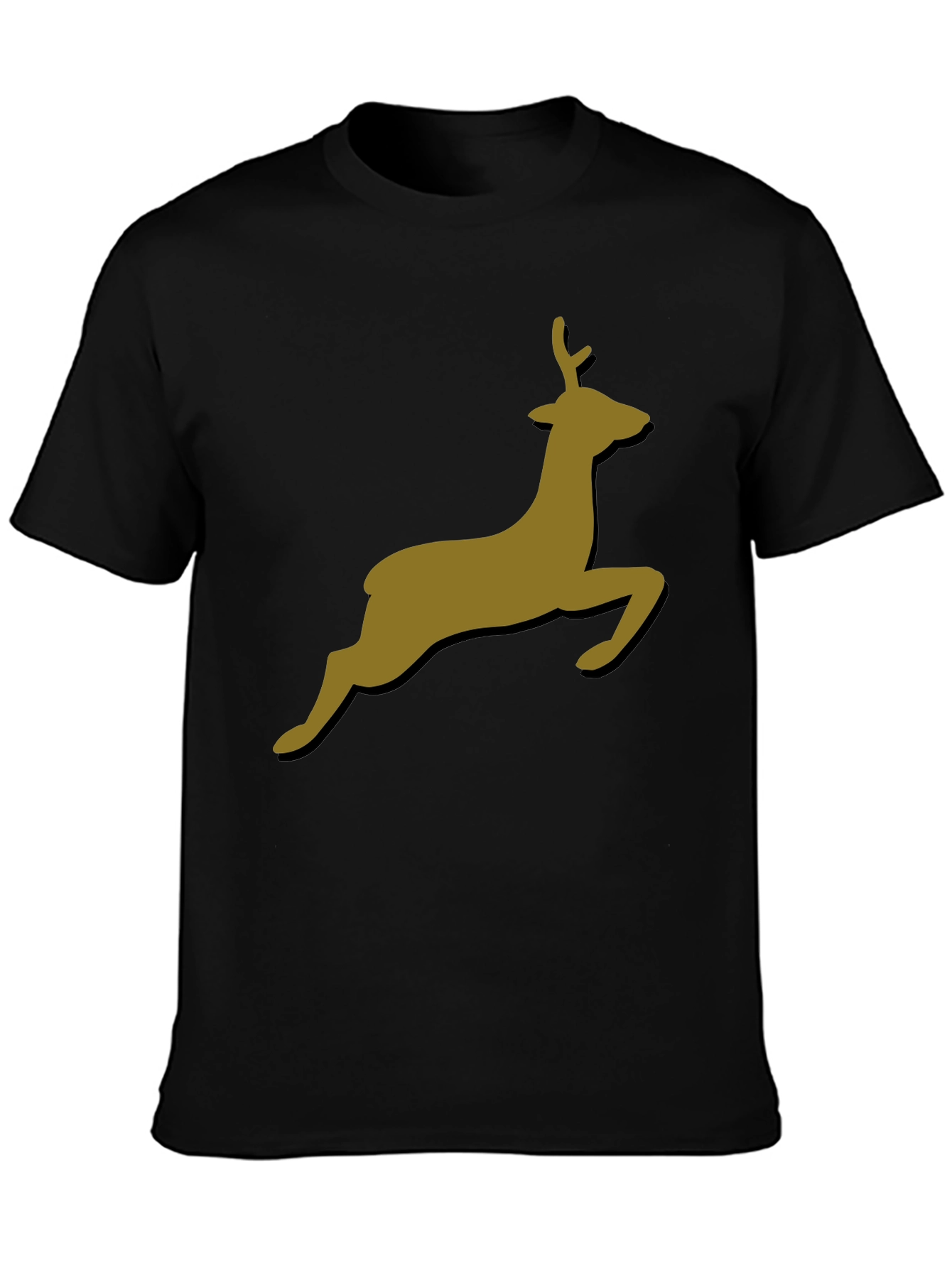 Leaping Deer Graphic T-Shirt - Stylish Black Tee