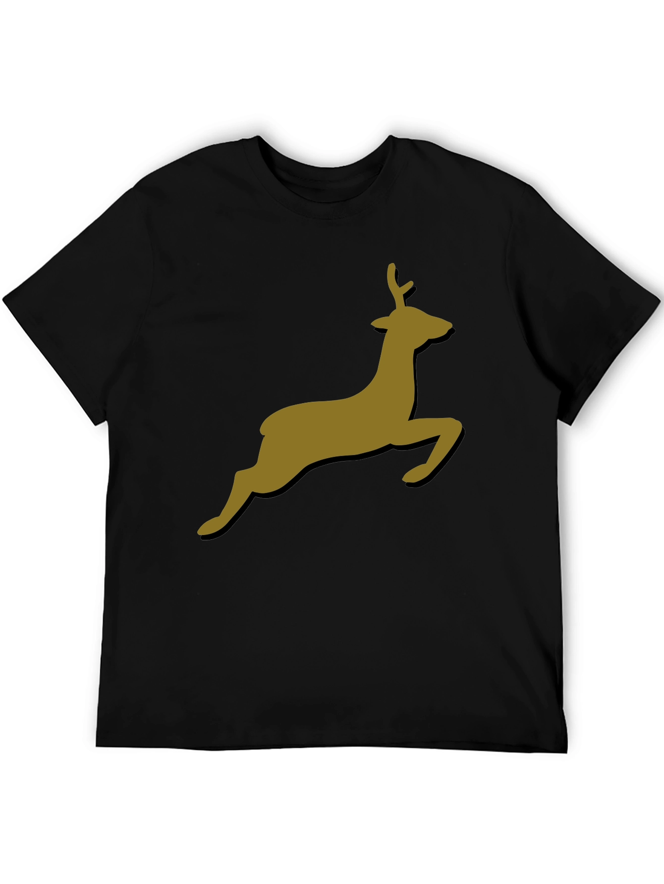 Leaping Deer Graphic T-Shirt - Stylish Black Tee