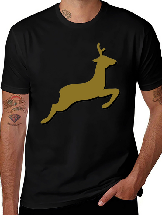 Leaping Deer Graphic T-Shirt - Stylish Black Tee