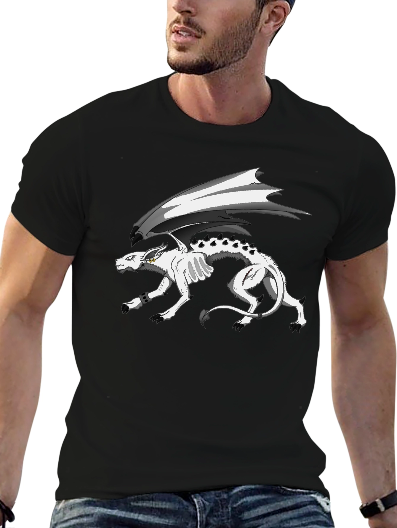 Fantasy Dragon Graphic T-Shirt - Black