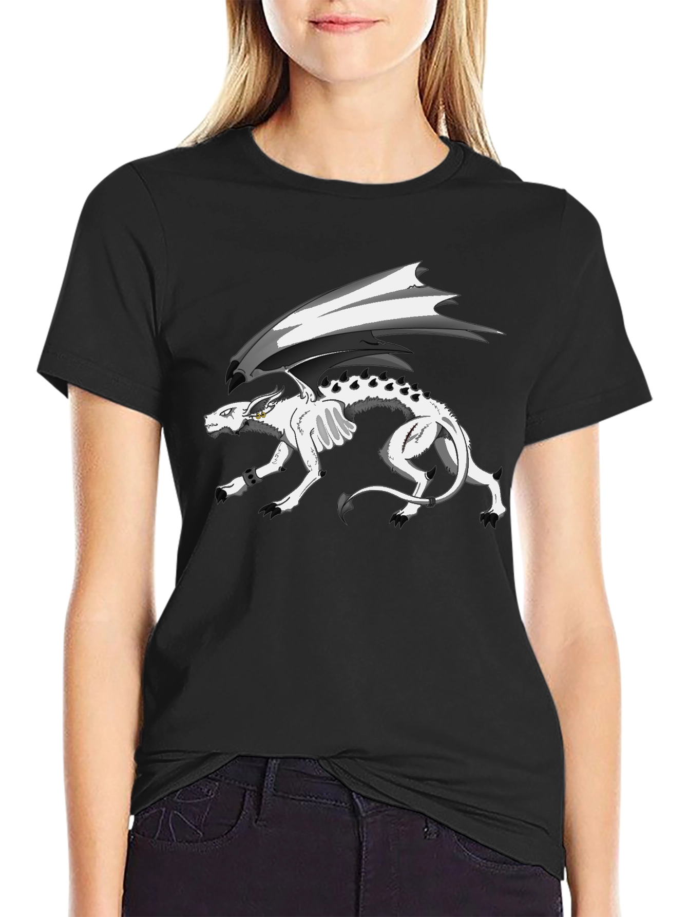 Fantasy Dragon Graphic T-Shirt - Black