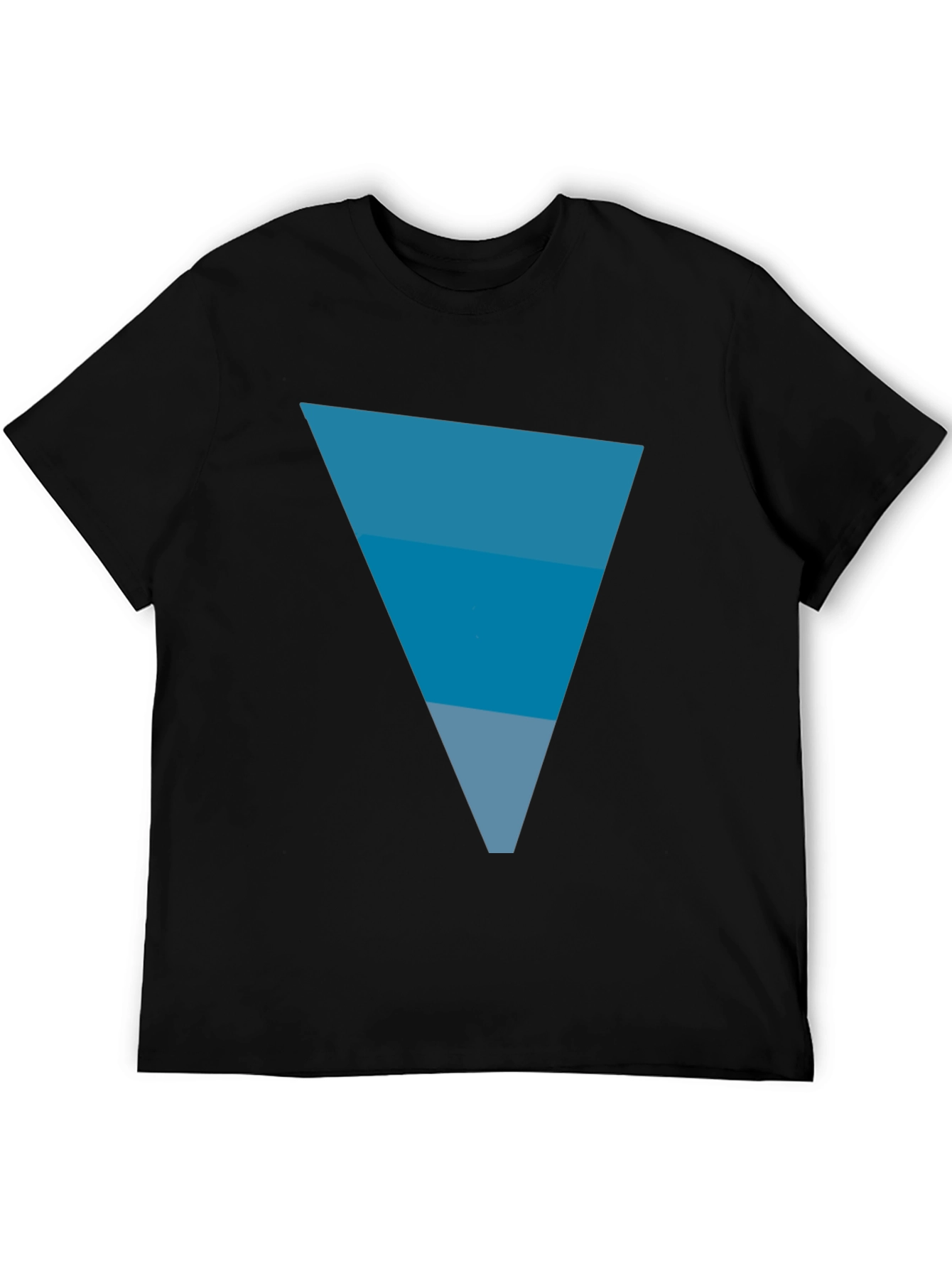 Mens Black Tee with Blue Triangle Graphic