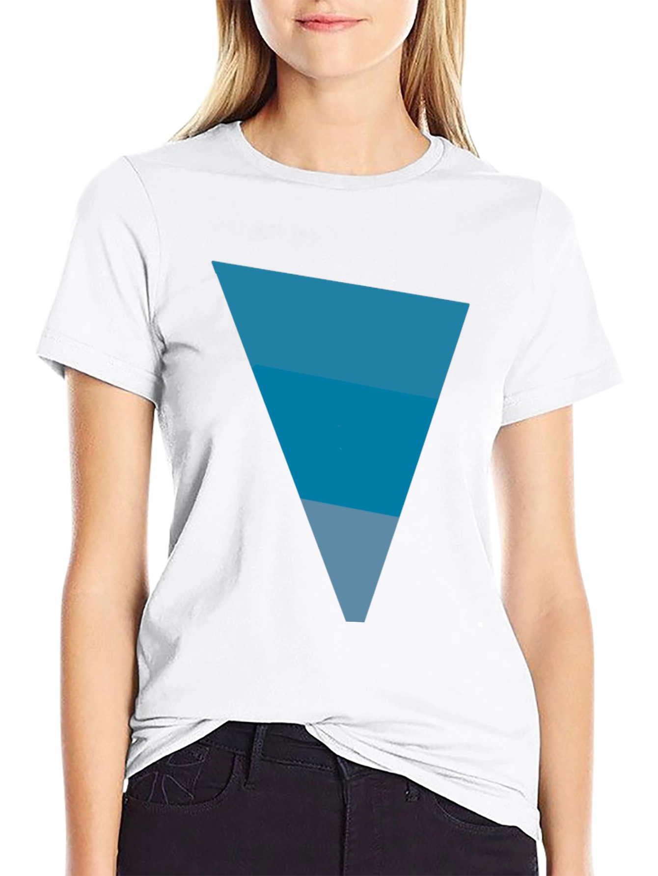 Mens Black Tee with Blue Triangle Graphic