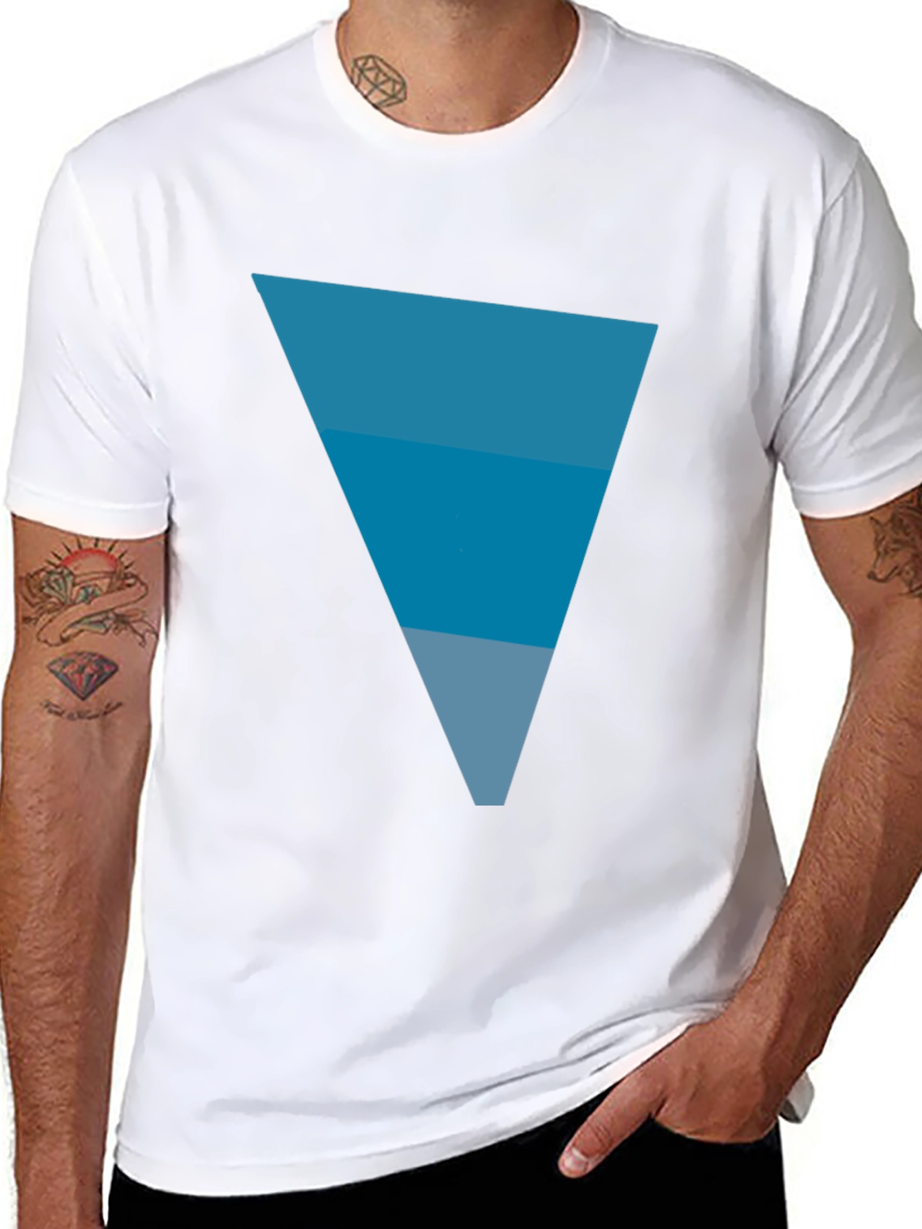 Mens Black Tee with Blue Triangle Graphic