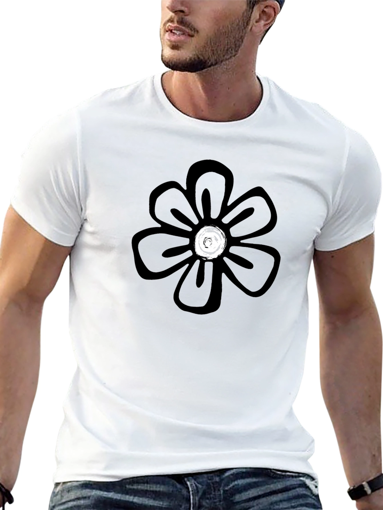 Black Floral Graphic Tee - Mens Casual Shirt