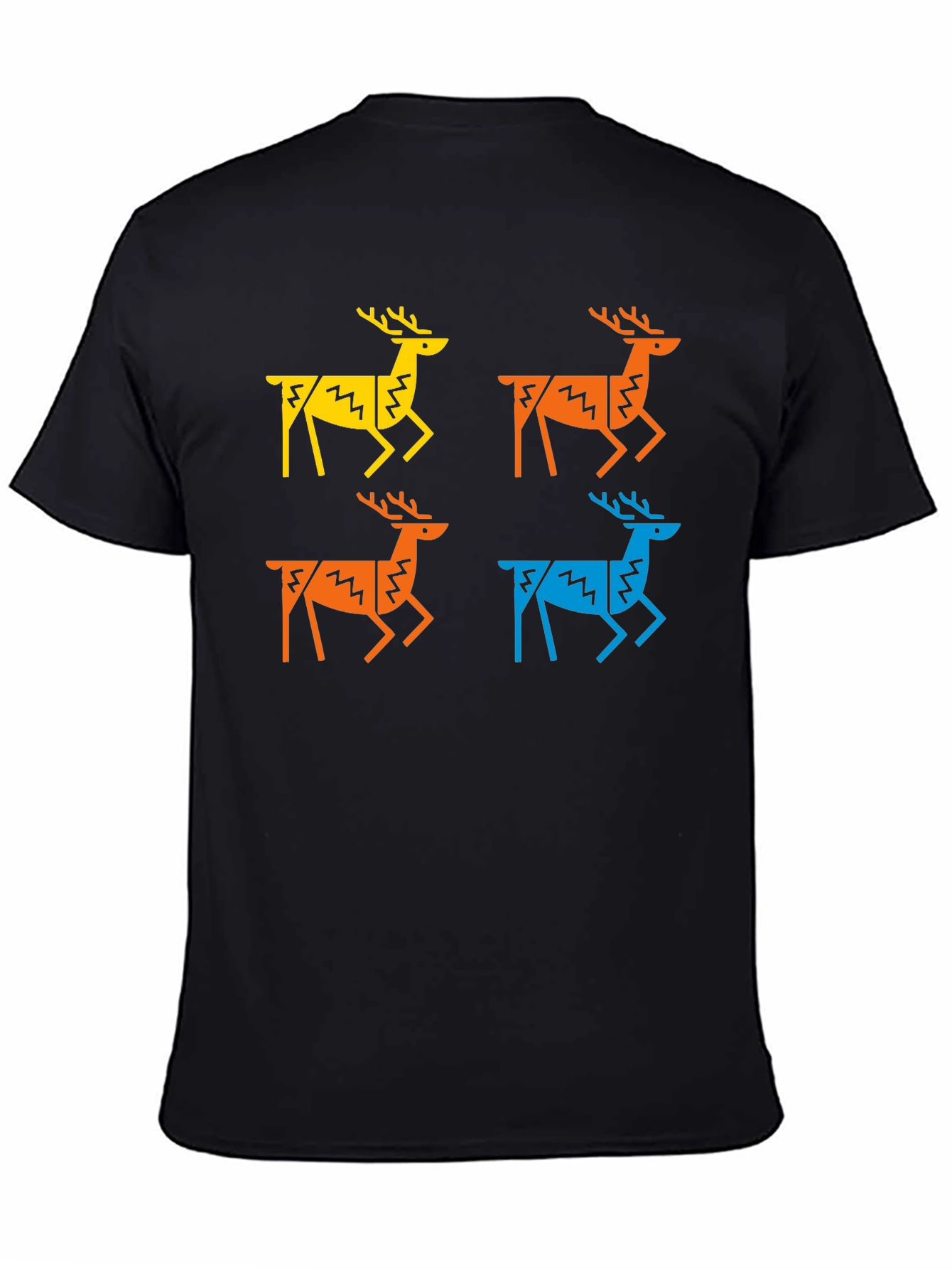Geometric Deer Graphic Tee - Black Casual Shirt