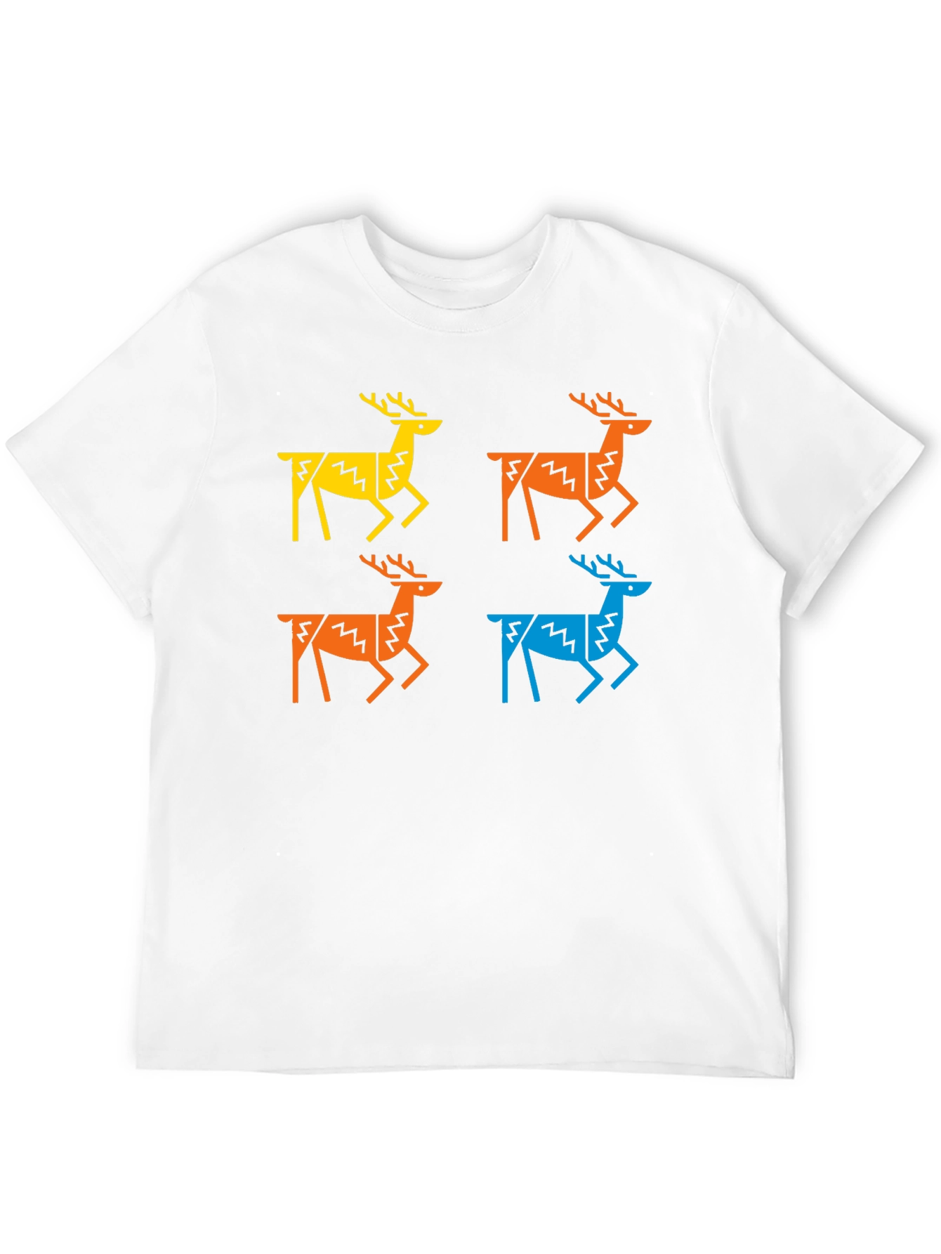 Geometric Deer Graphic Tee - Black Casual Shirt