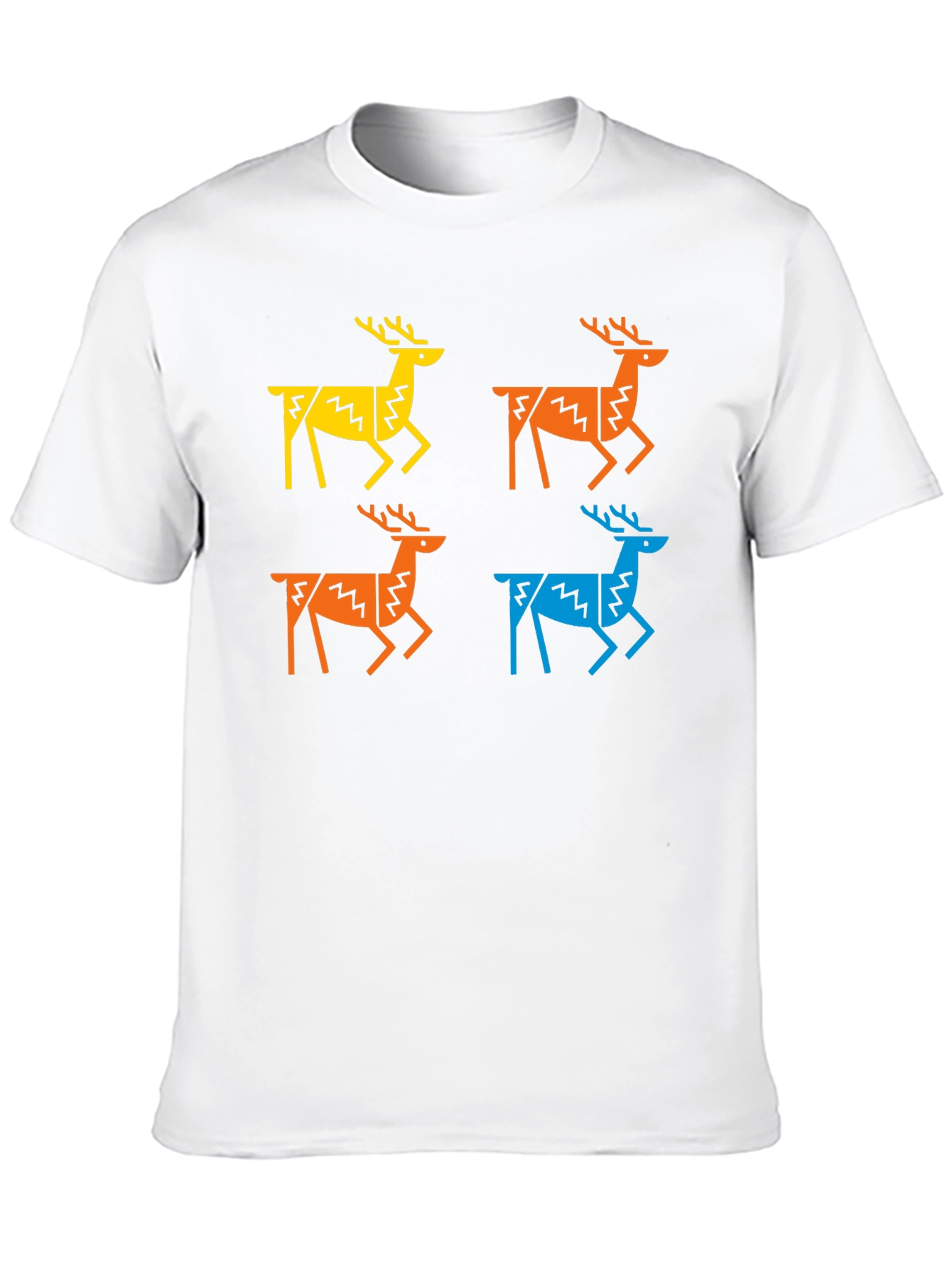 Geometric Deer Graphic Tee - Black Casual Shirt
