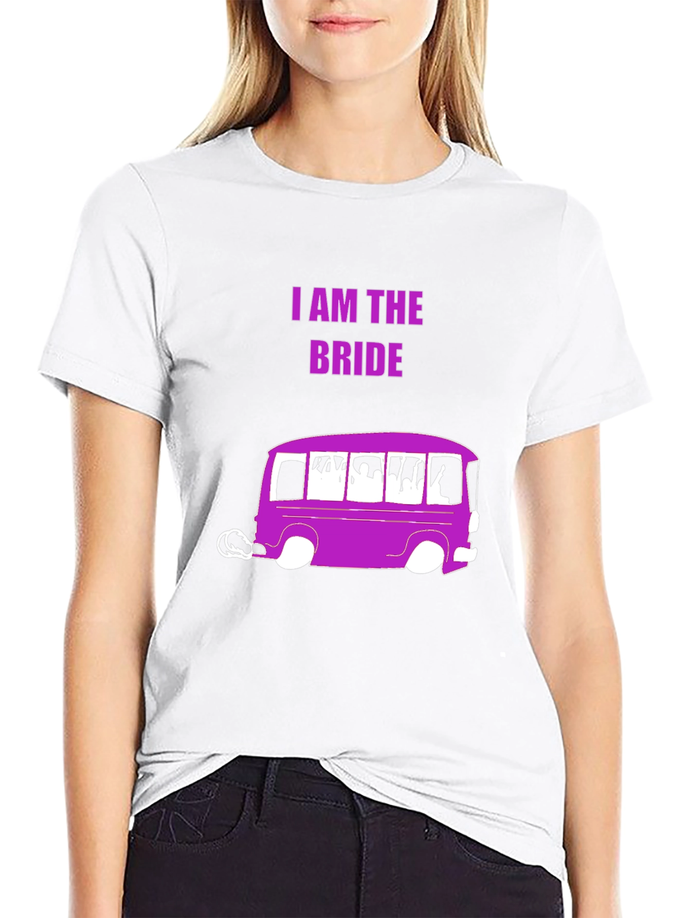 I am the Bride T-Shirt: Purple Party Bus Design