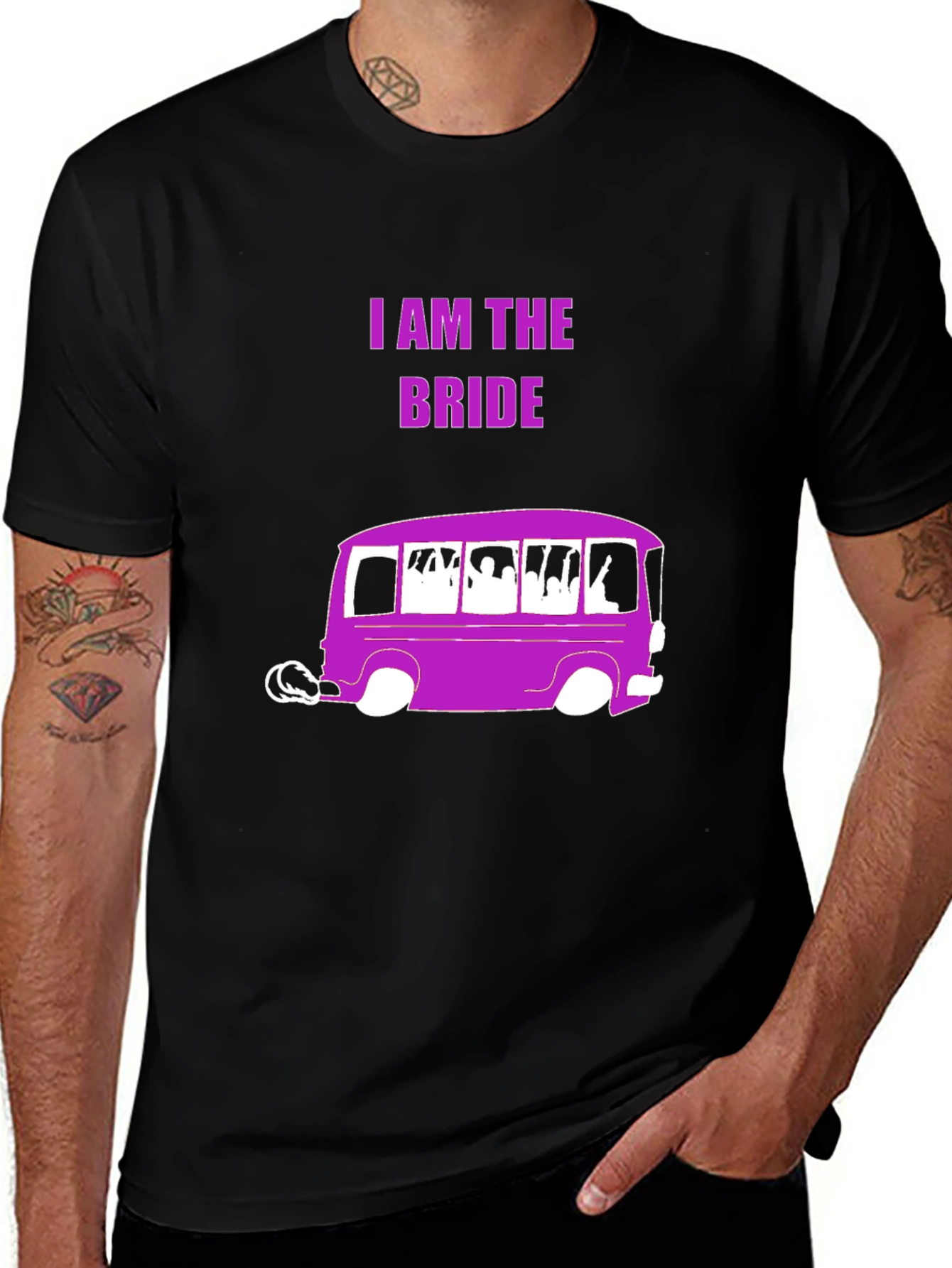 I am the Bride T-Shirt: Purple Party Bus Design