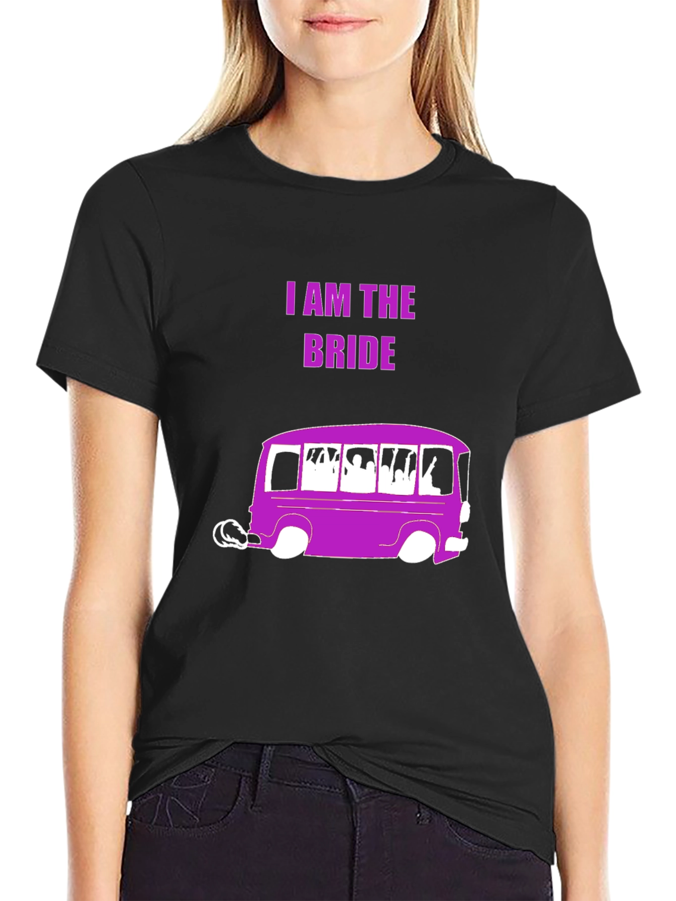 I am the Bride T-Shirt: Purple Party Bus Design