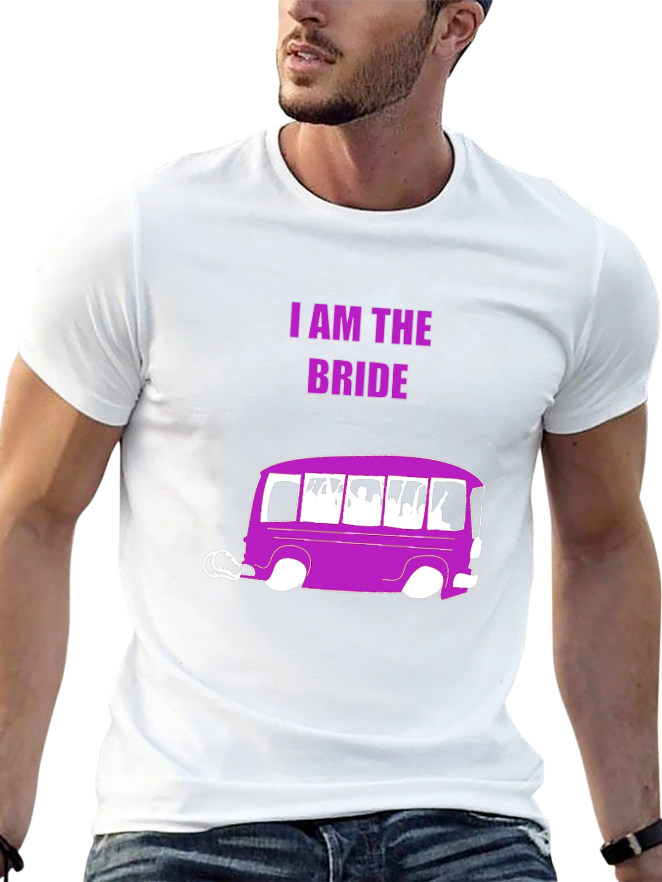 I am the Bride T-Shirt: Purple Party Bus Design