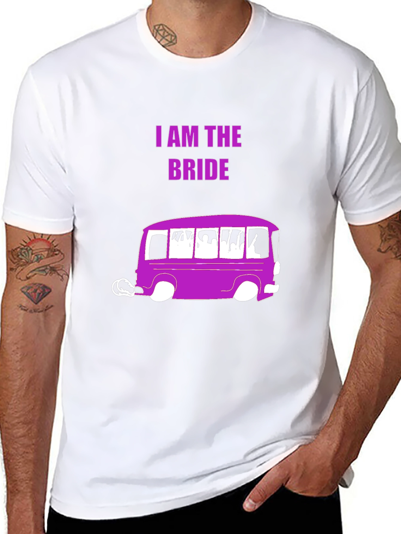 I am the Bride T-Shirt: Purple Party Bus Design