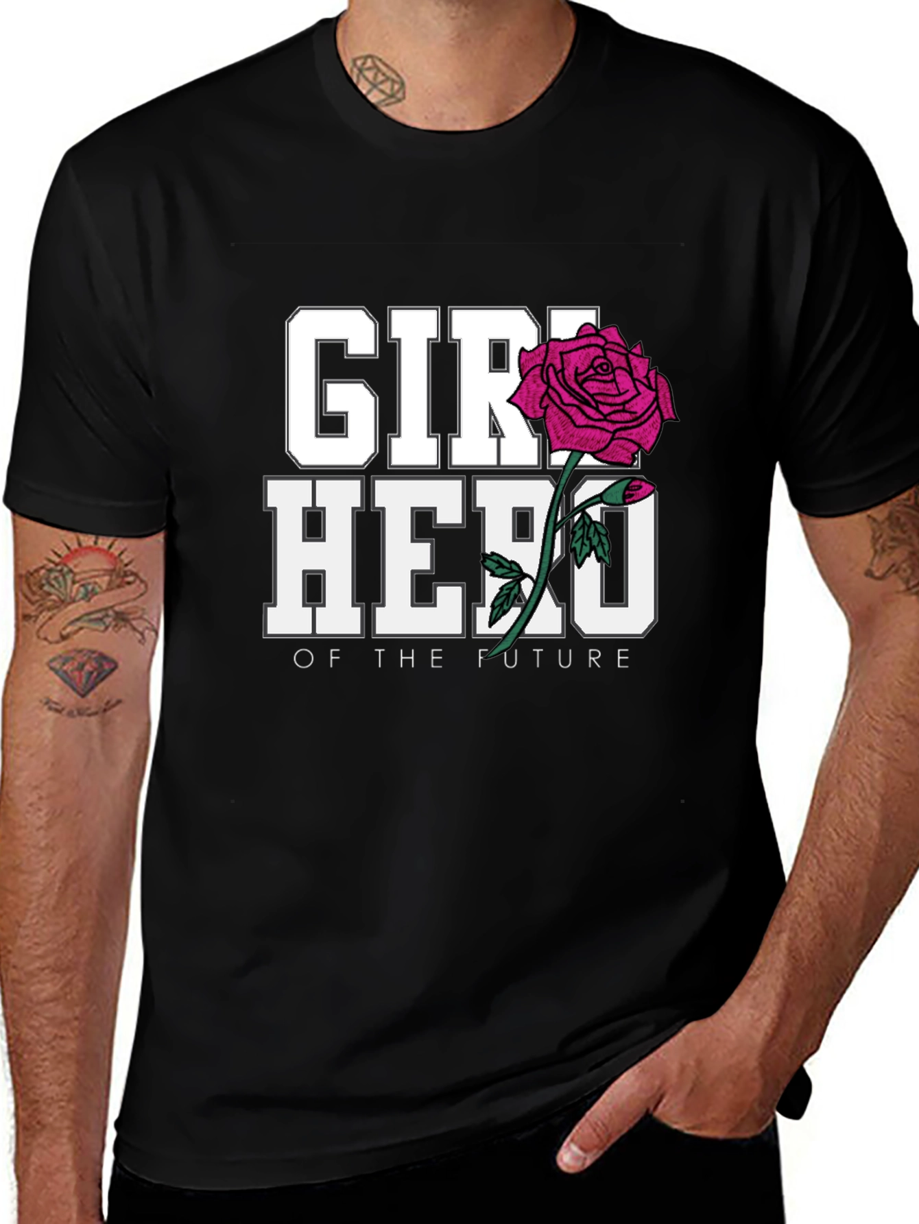 Girl Hero of the Future Black Graphic T-Shirt
