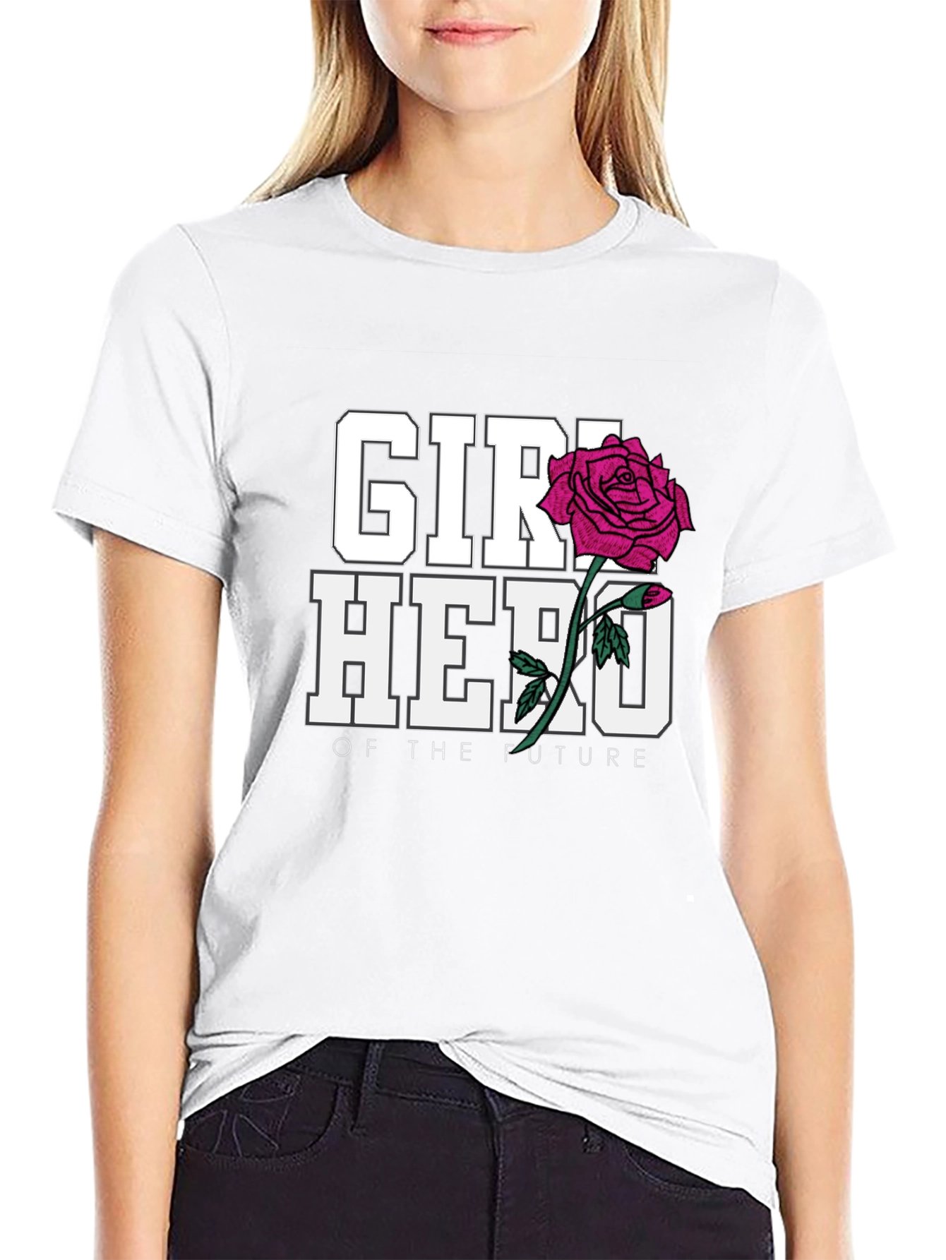 Girl Hero of the Future Black Graphic T-Shirt