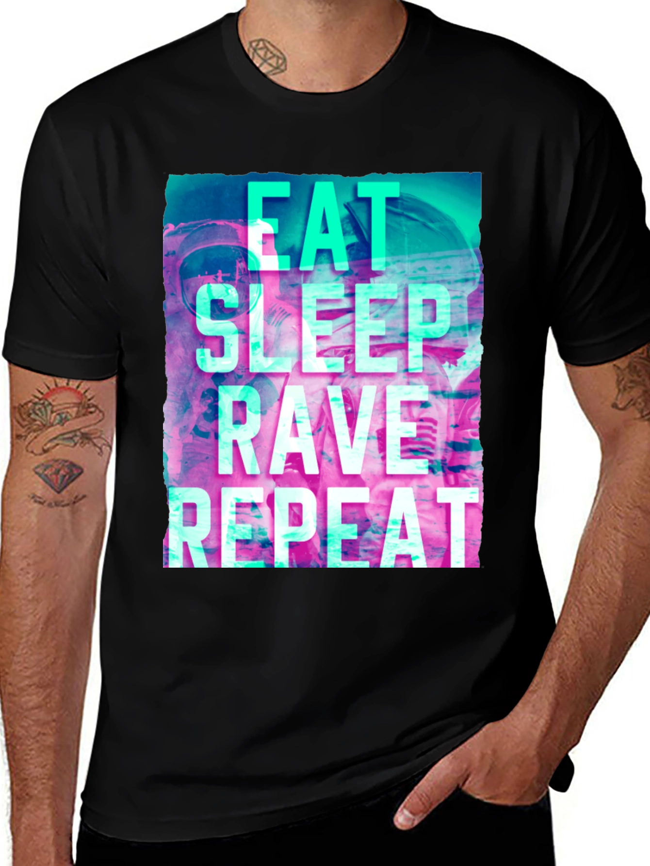 Eat Sleep Rave Repeat Graphic T-Shirt