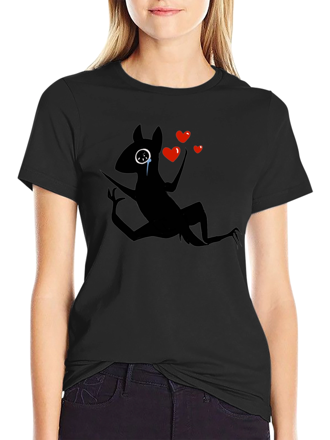 Heartbroken Creature Graphic Black T-Shirt