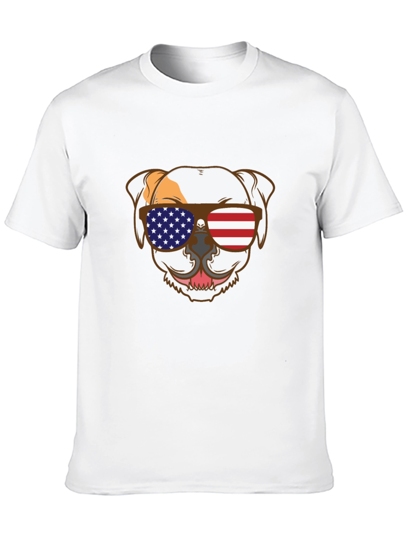 Patriotic Bulldog T-Shirt - USA Flag Sunglasses Tee