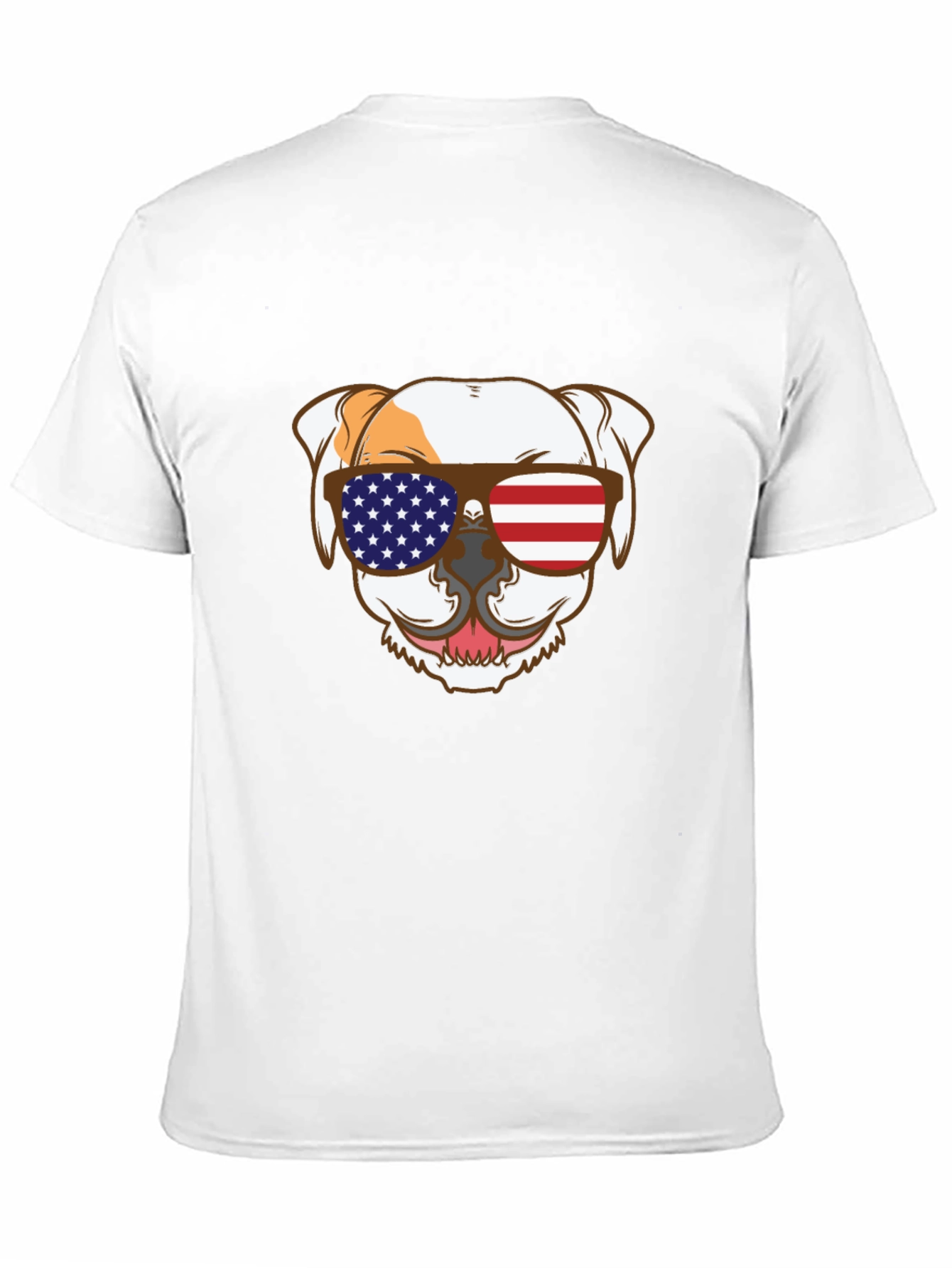 Patriotic Bulldog T-Shirt - USA Flag Sunglasses Tee