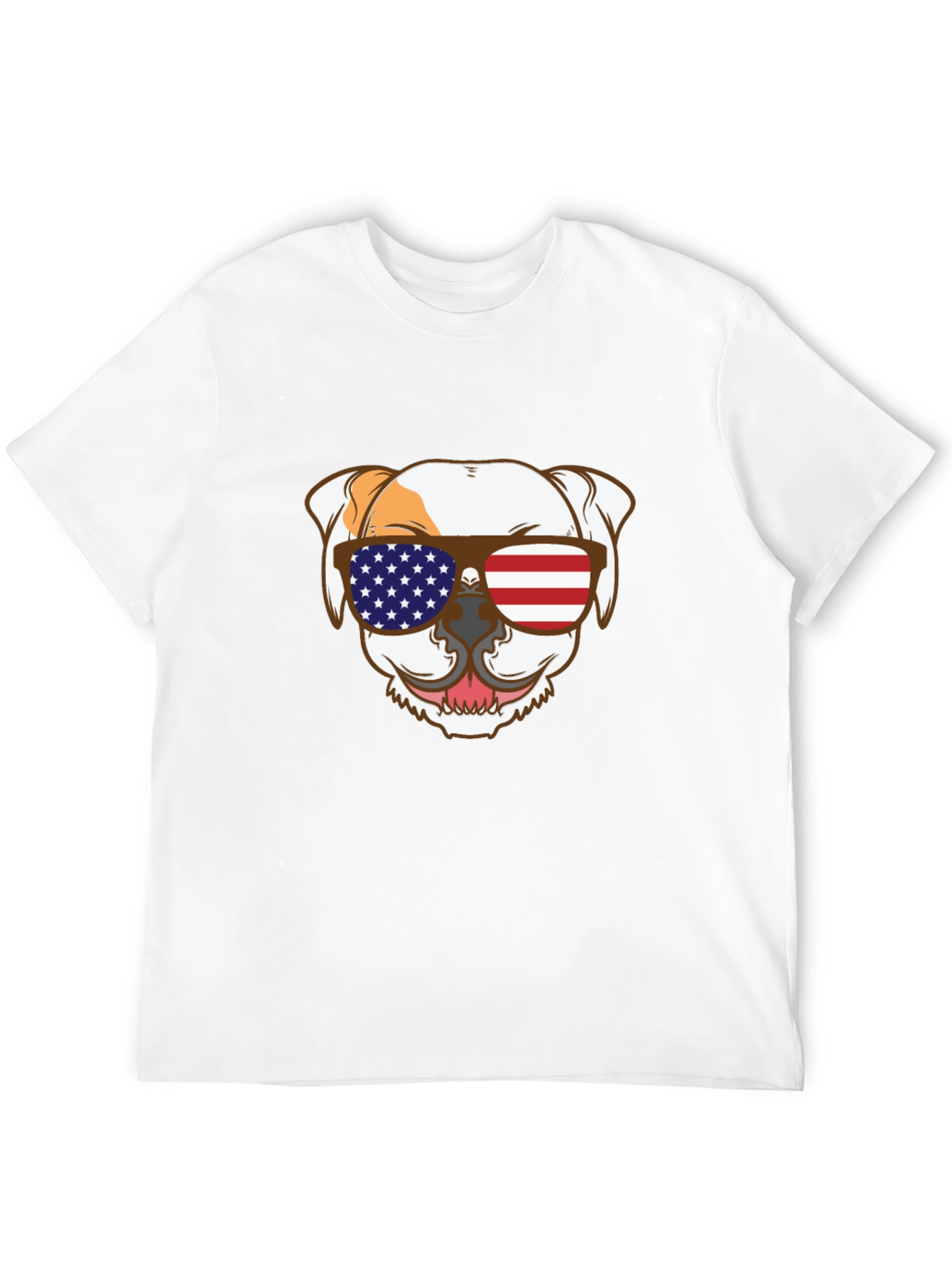 Patriotic Bulldog T-Shirt - USA Flag Sunglasses Tee