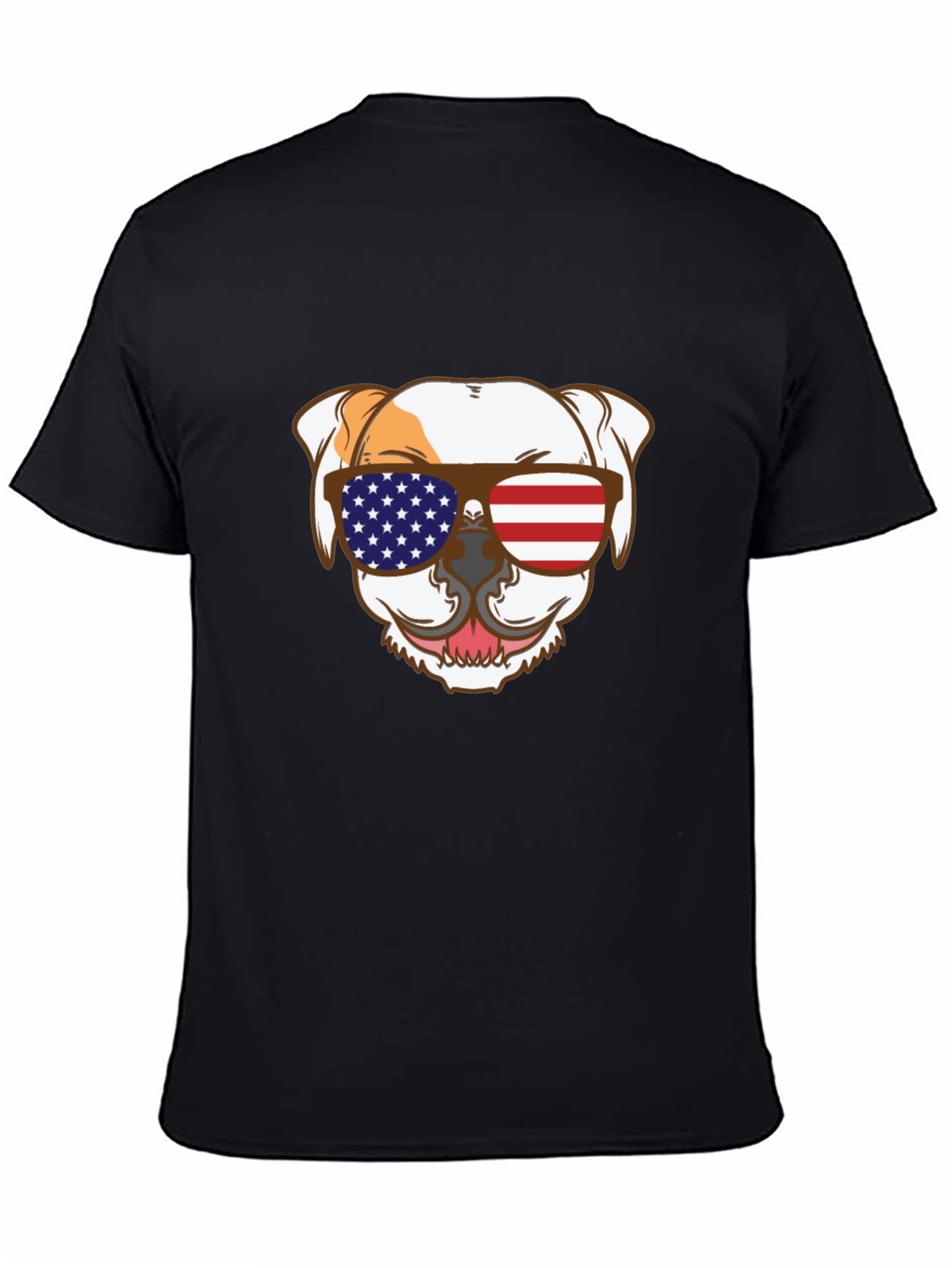 Patriotic Bulldog T-Shirt - USA Flag Sunglasses Tee