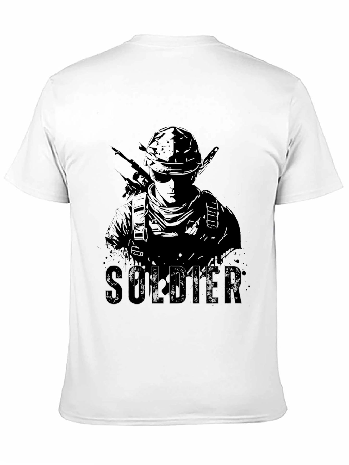 Soldier Graphic Tee - Black Cotton Blend Shirt