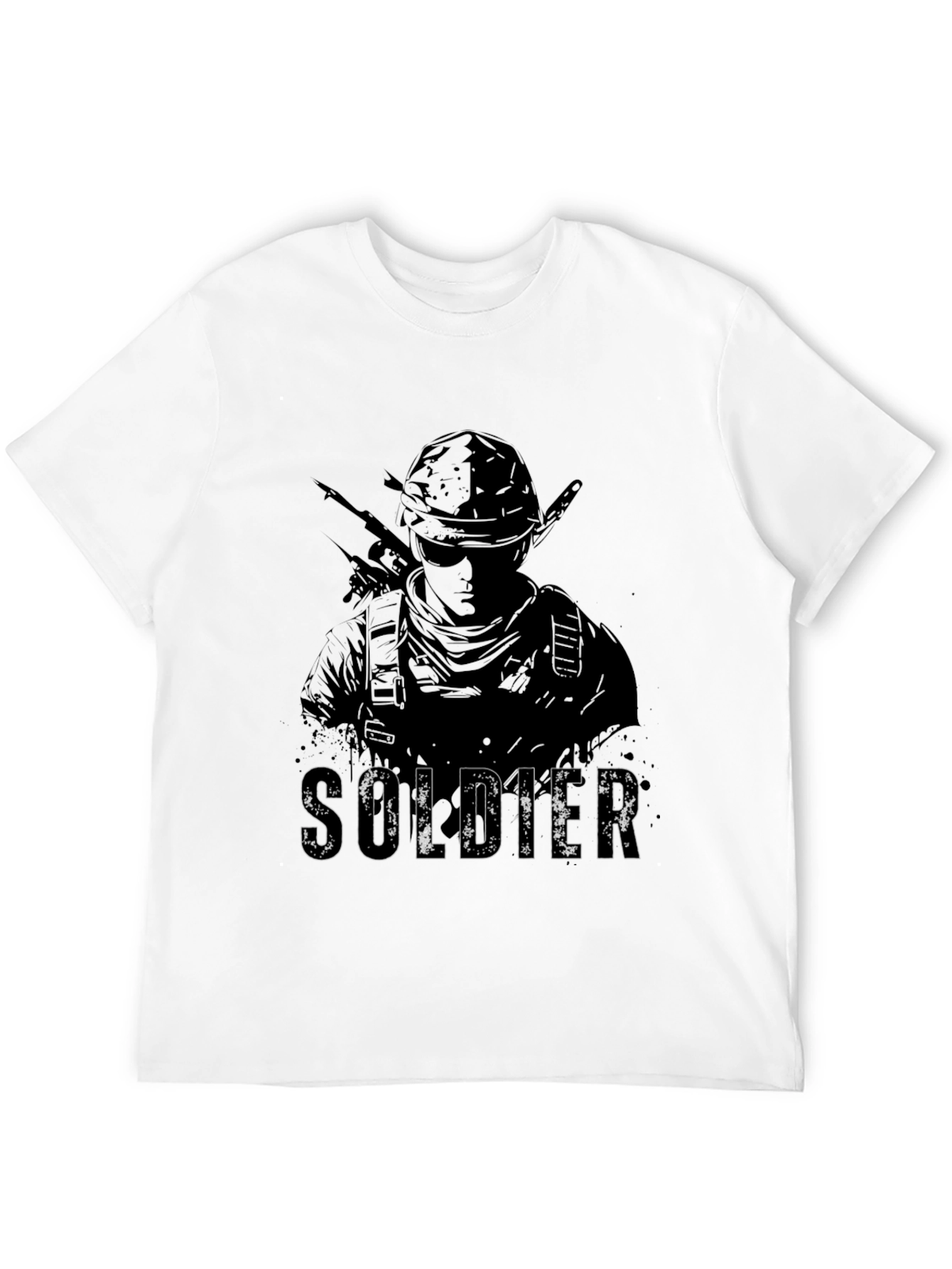 Soldier Graphic Tee - Black Cotton Blend Shirt