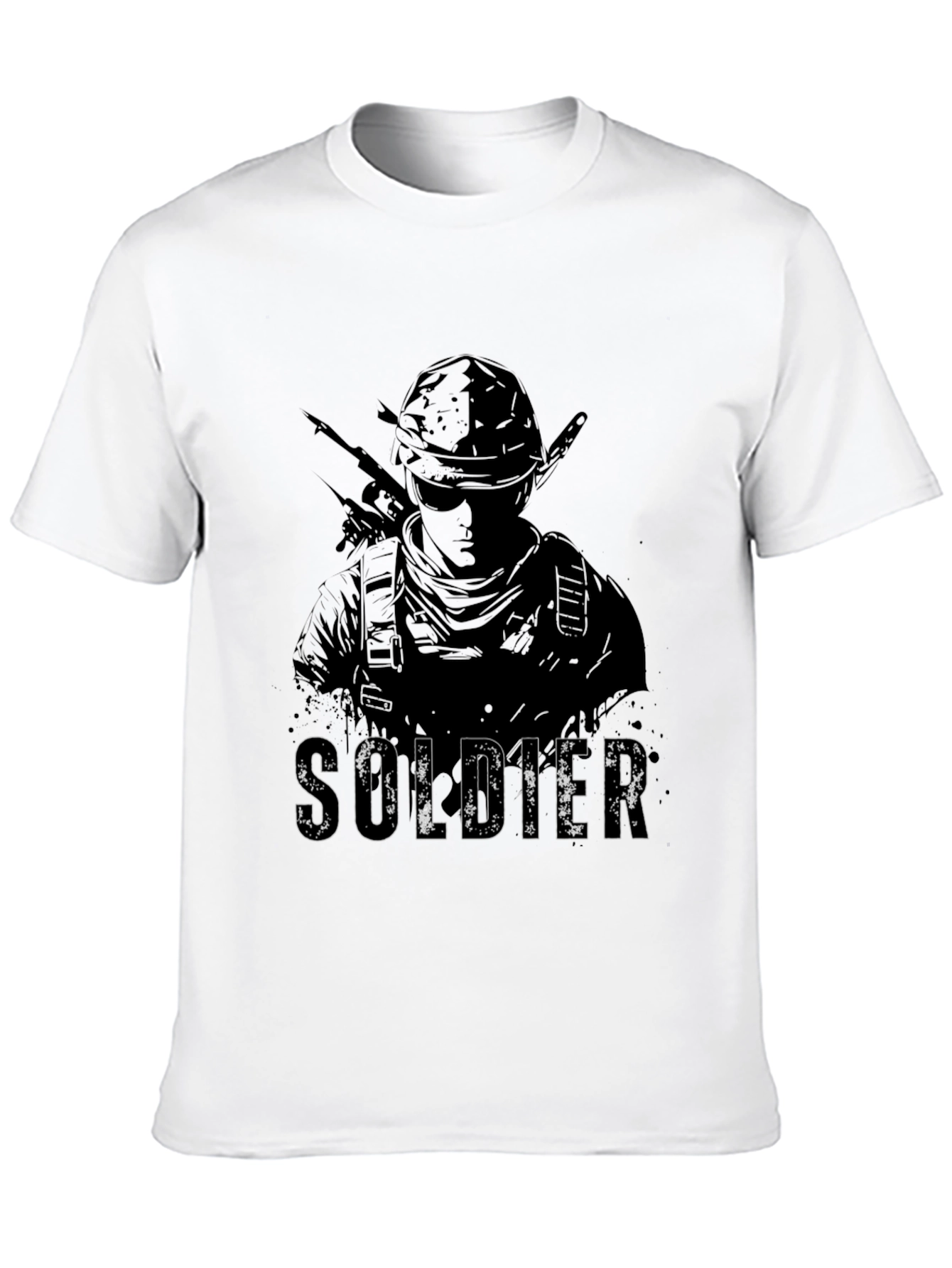Soldier Graphic Tee - Black Cotton Blend Shirt