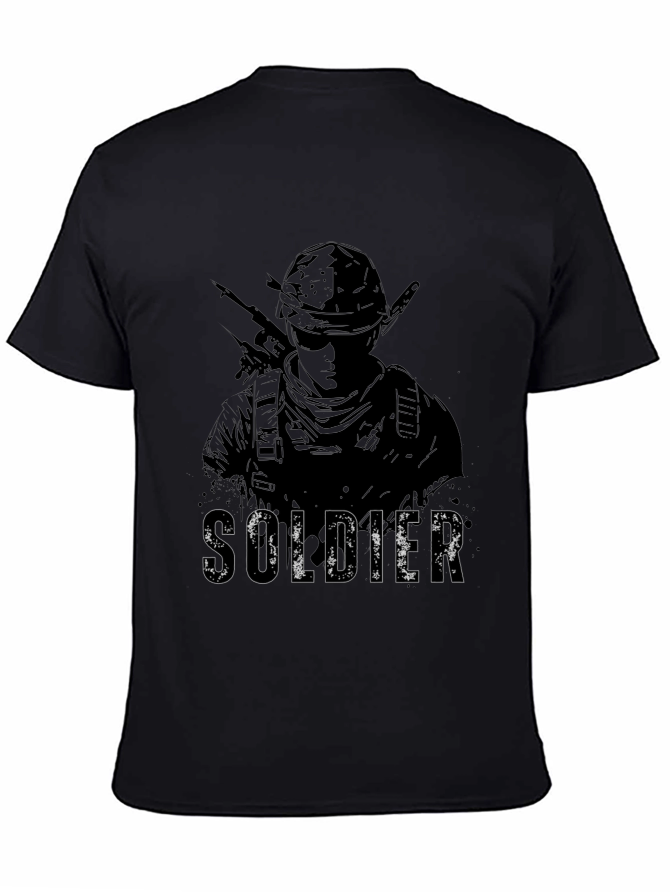 Soldier Graphic Tee - Black Cotton Blend Shirt