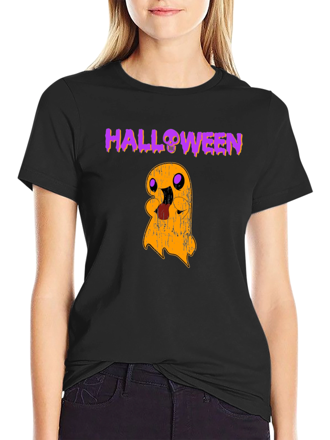 Halloween Ghost Graphic Tee - Spooky Season Shirt