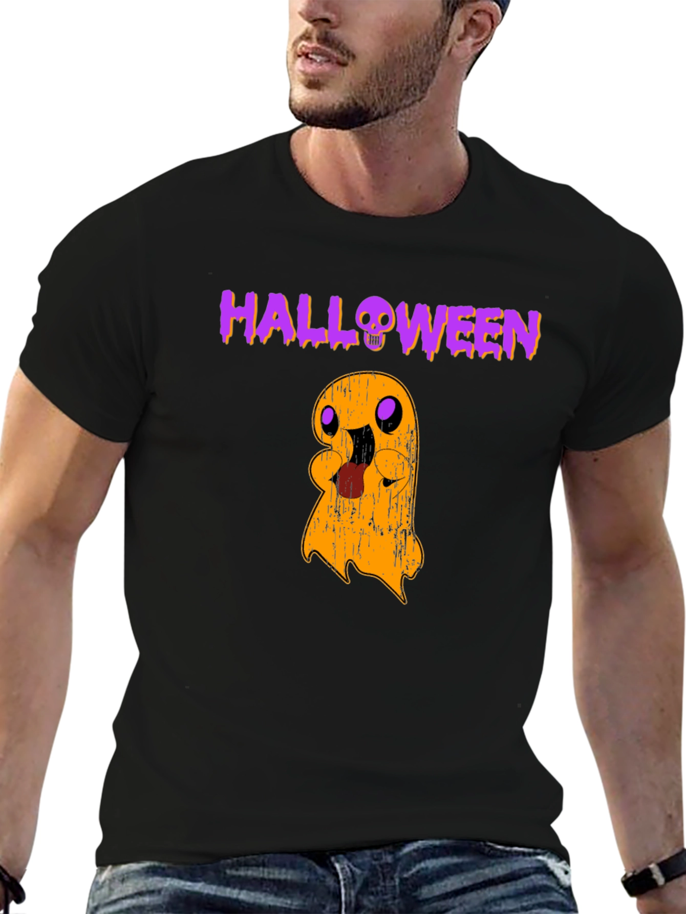 Halloween Ghost Graphic Tee - Spooky Season Shirt