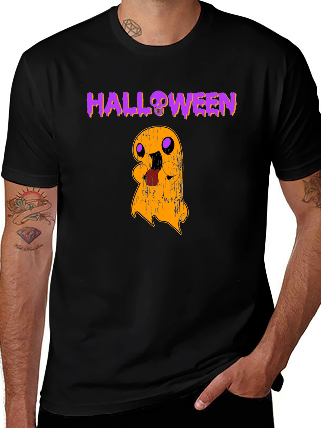 Halloween Ghost Graphic Tee - Spooky Season Shirt