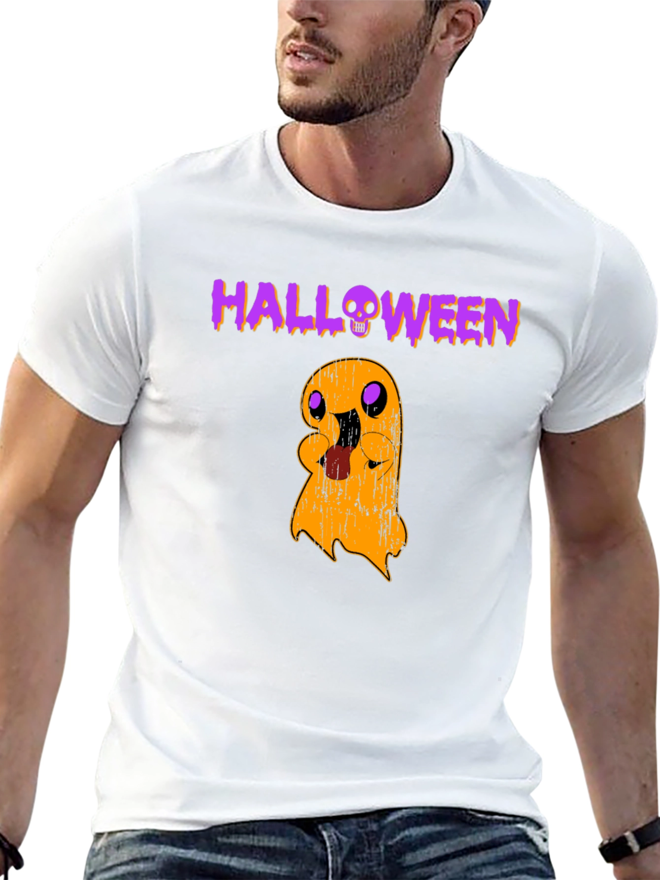 Halloween Ghost Graphic Tee - Spooky Season Shirt