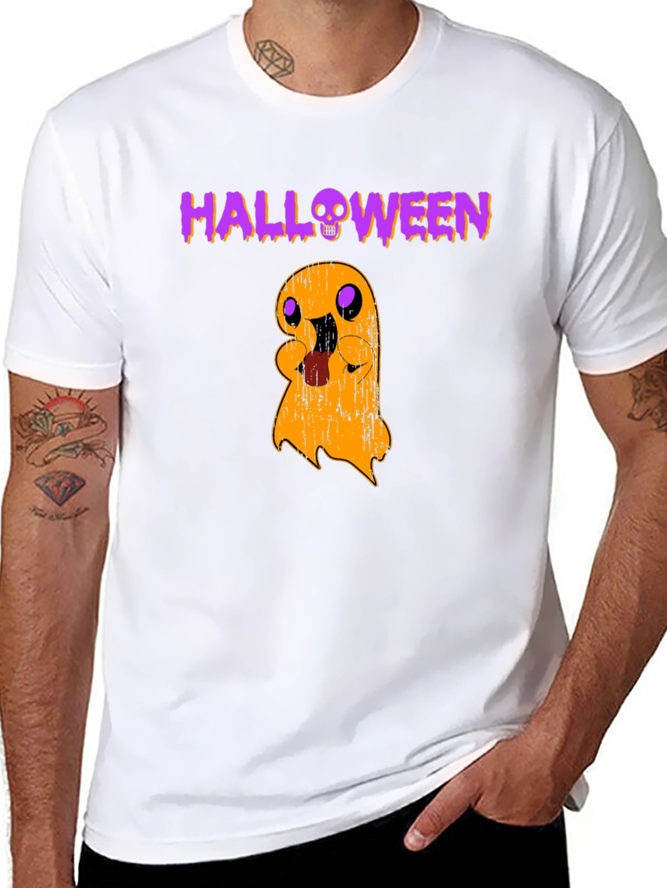 Halloween Ghost Graphic Tee - Spooky Season Shirt
