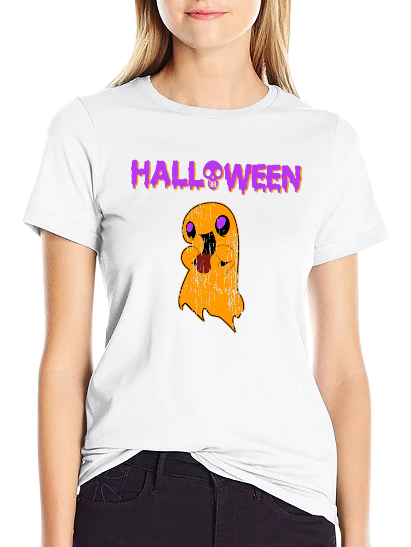 Halloween Ghost Graphic Tee - Spooky Season Shirt
