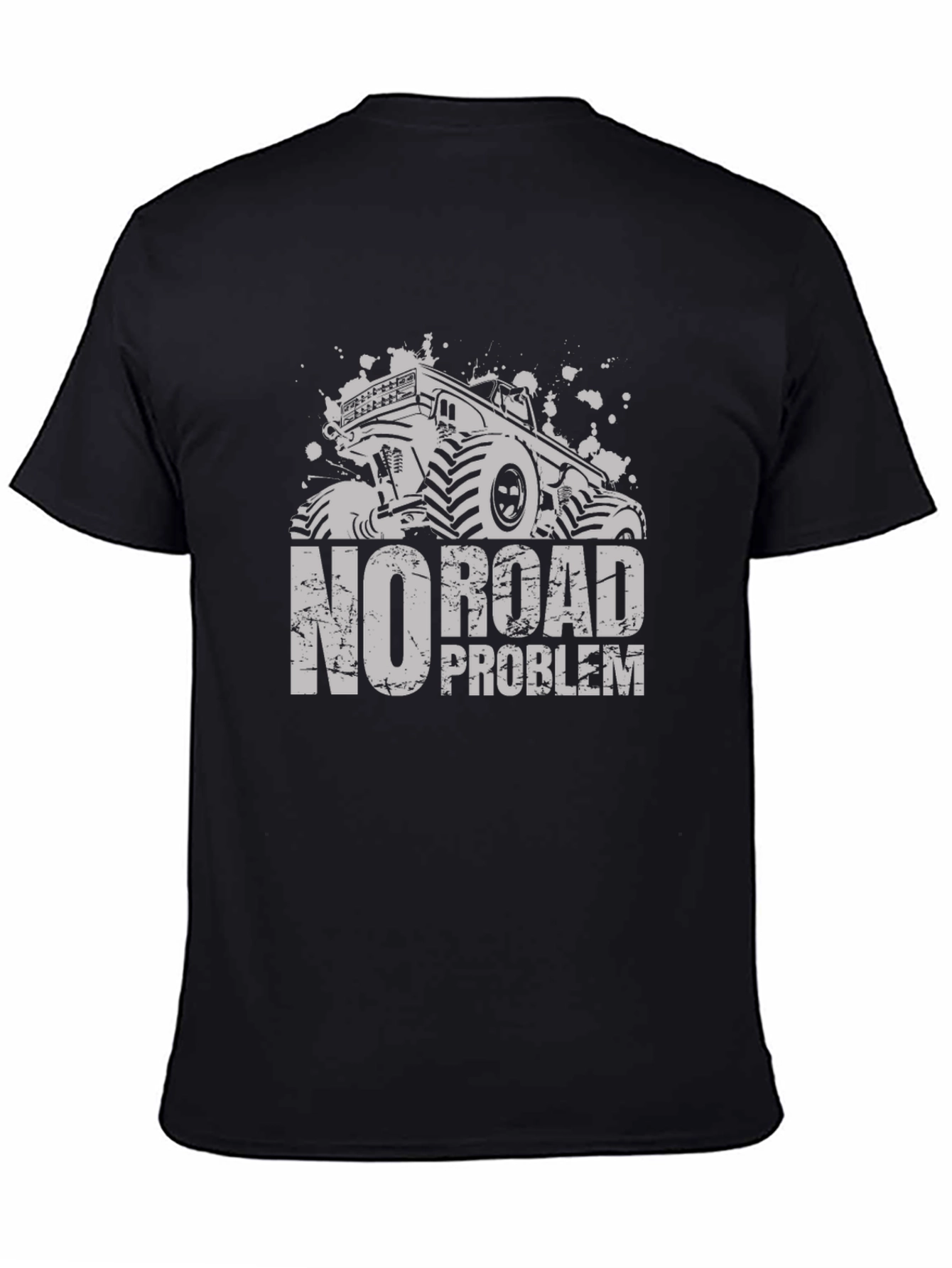 No Road Problem Monster Truck Black T-Shirt