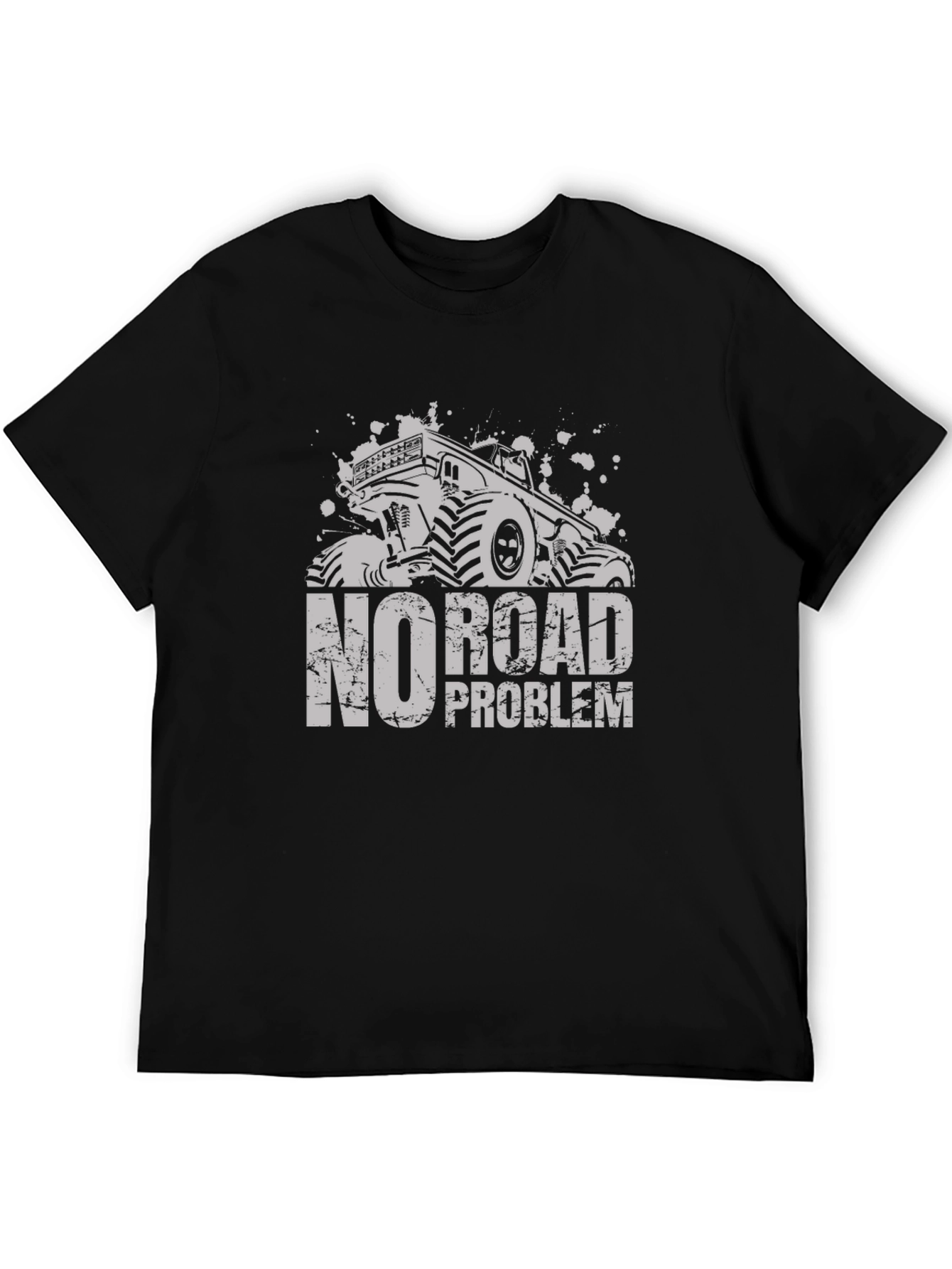 No Road Problem Monster Truck Black T-Shirt