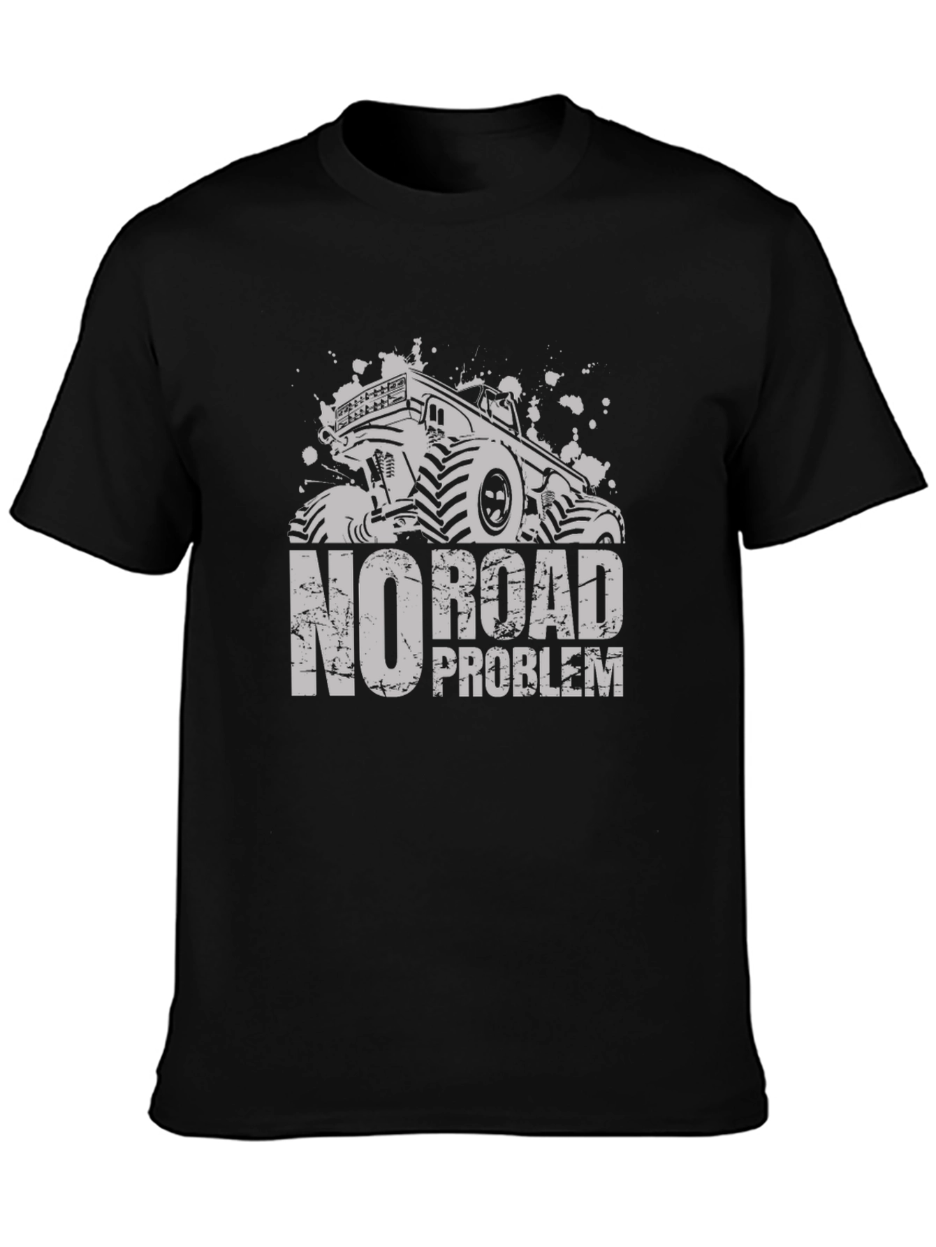 No Road Problem Monster Truck Black T-Shirt