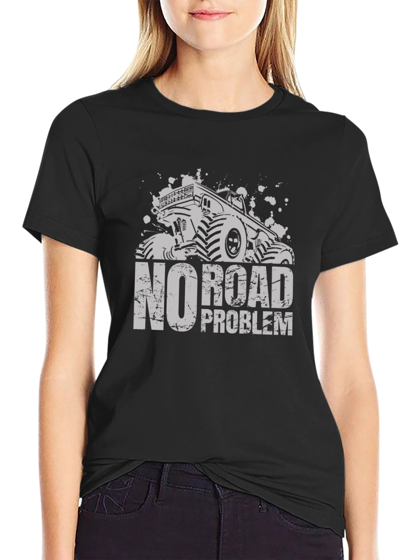 No Road Problem Monster Truck Black T-Shirt