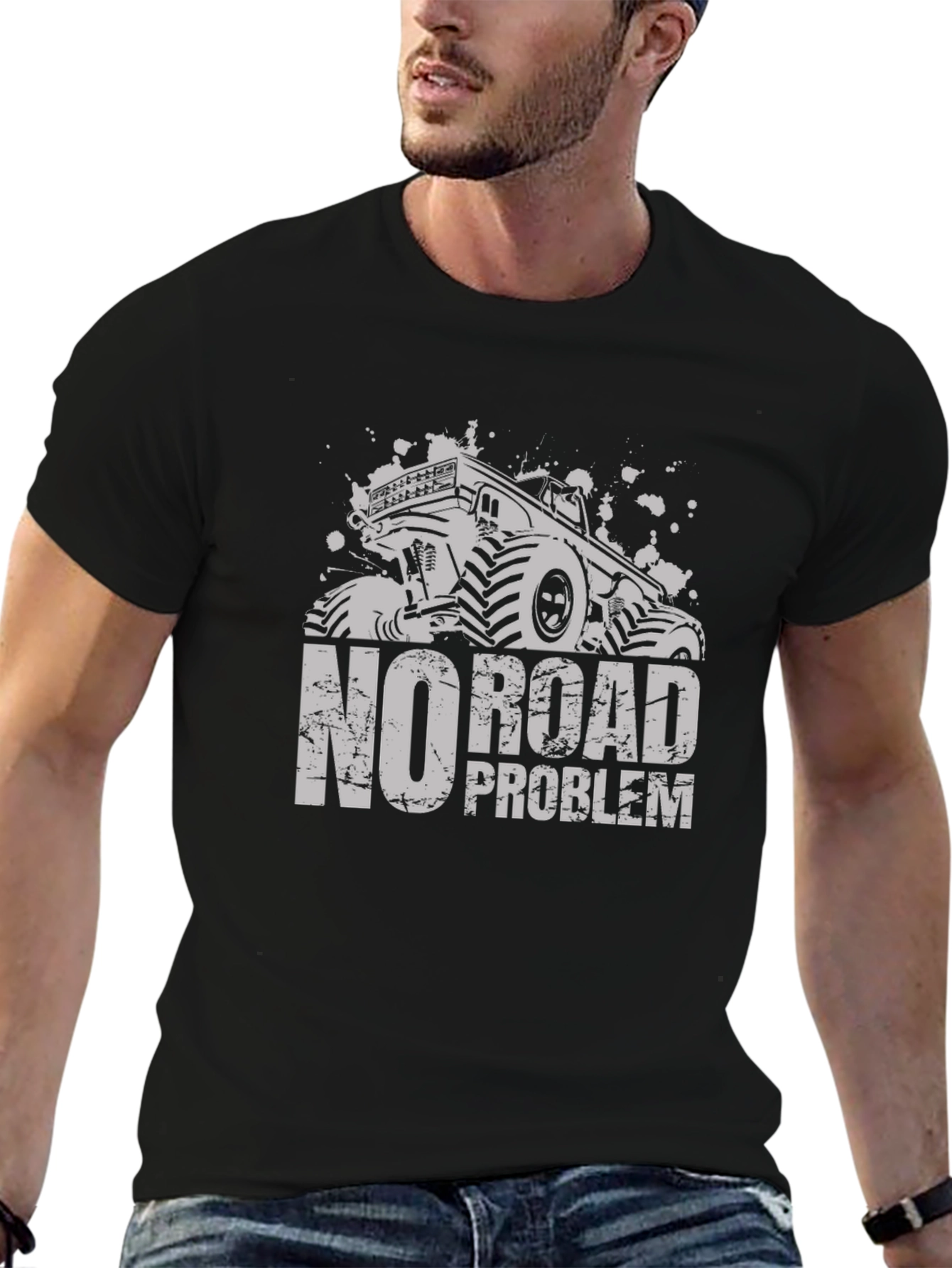 No Road Problem Monster Truck Black T-Shirt