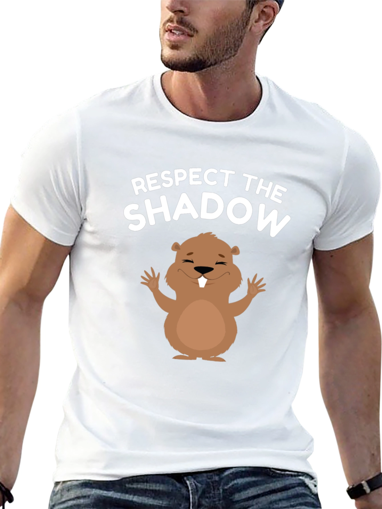 Respect the Shadow Groundhog Day Black T-Shirt