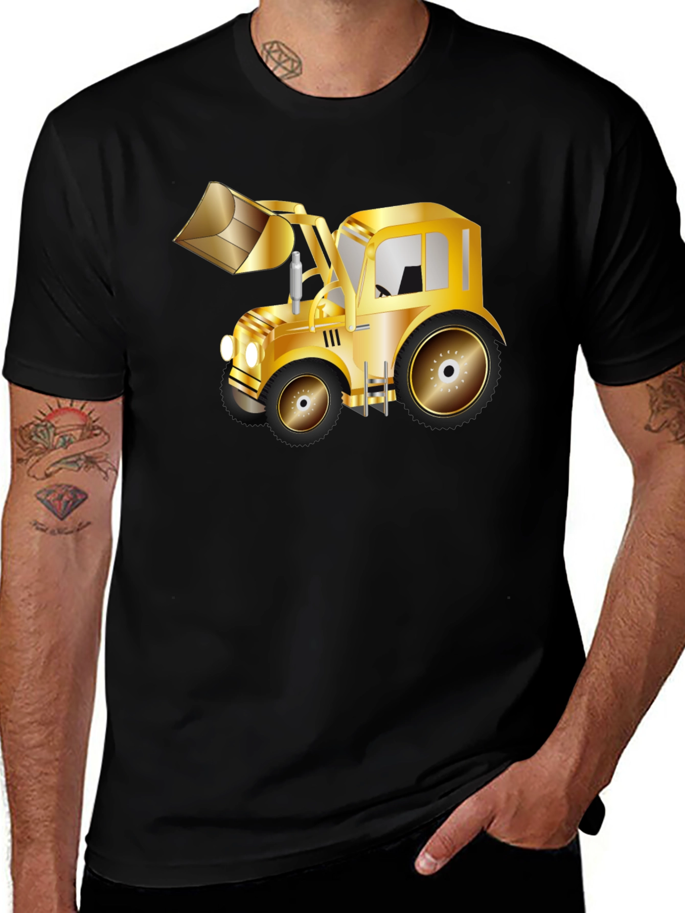 Gold Tractor Graphic Tee - Statement Style
