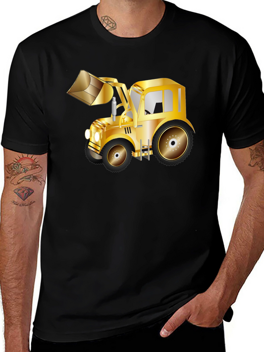 Gold Tractor Graphic Tee - Statement Style