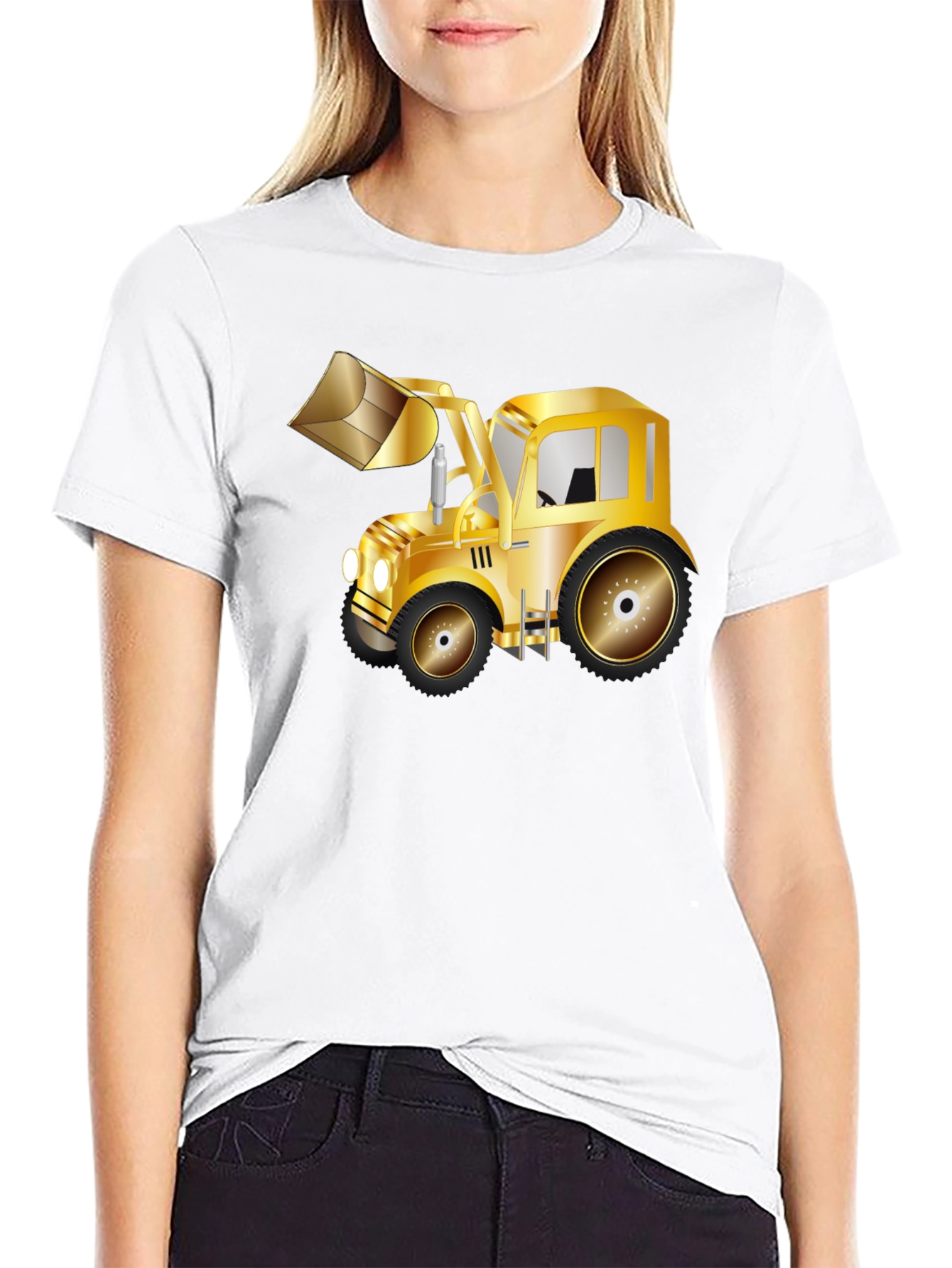 Gold Tractor Graphic Tee - Statement Style