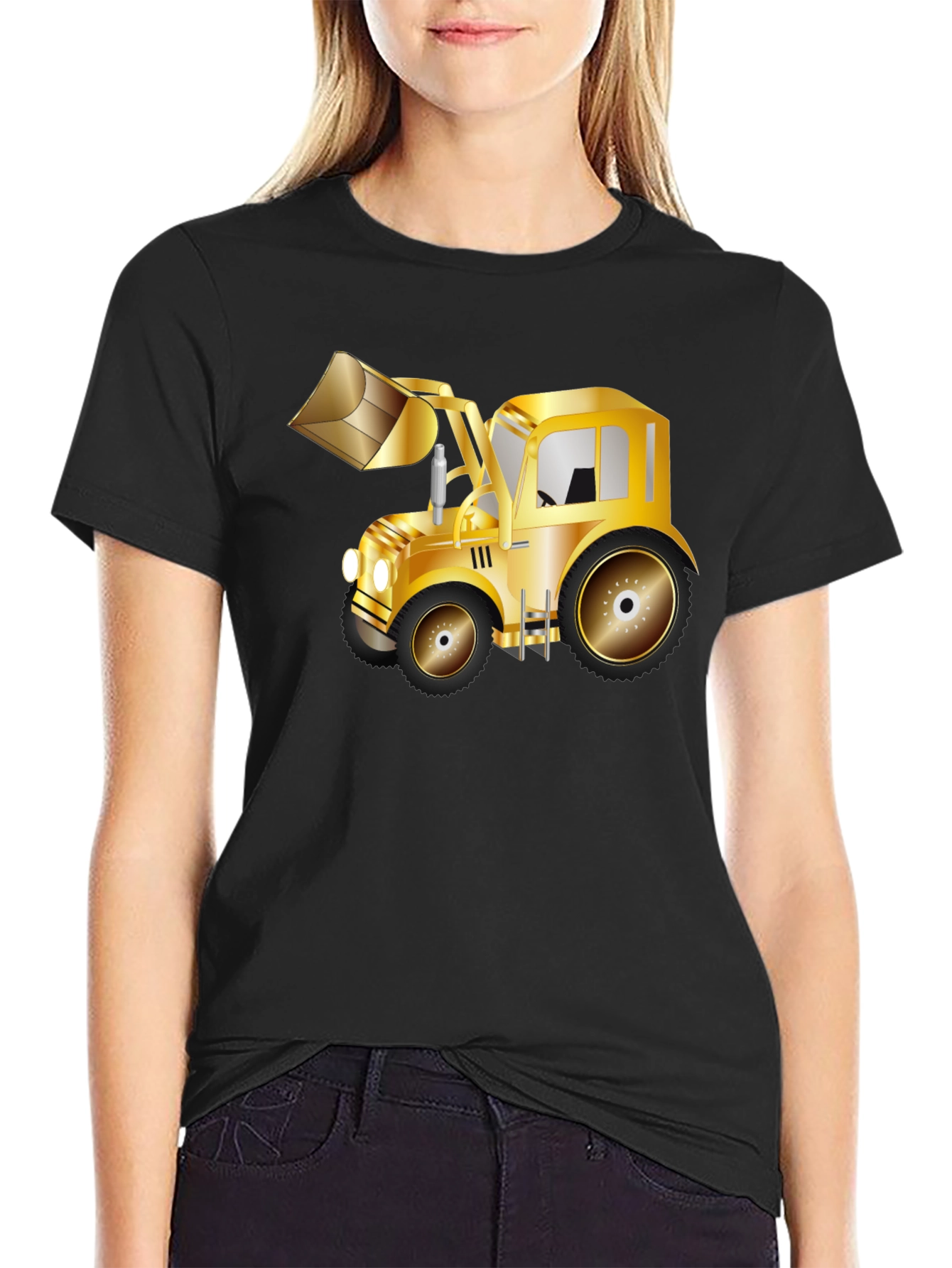 Gold Tractor Graphic Tee - Statement Style
