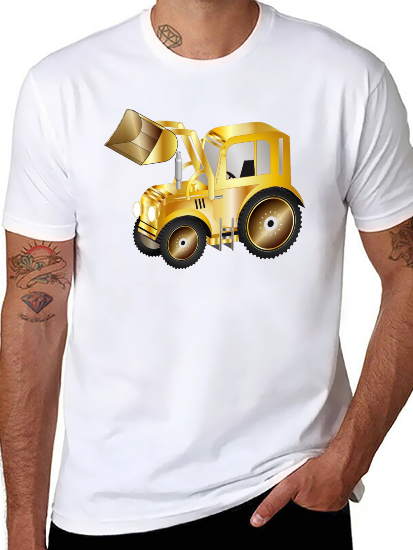 Gold Tractor Graphic Tee - Statement Style