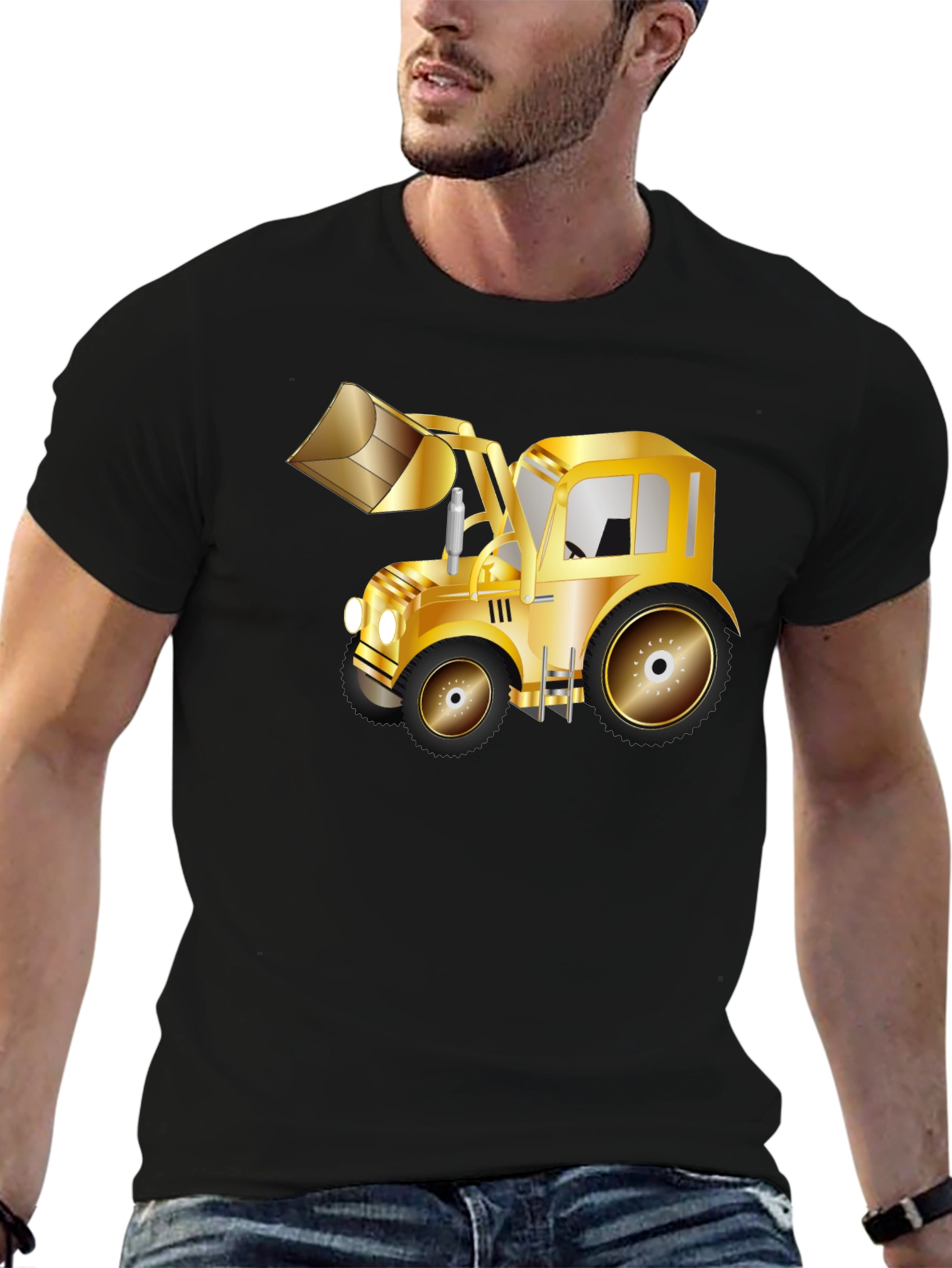 Gold Tractor Graphic Tee - Statement Style